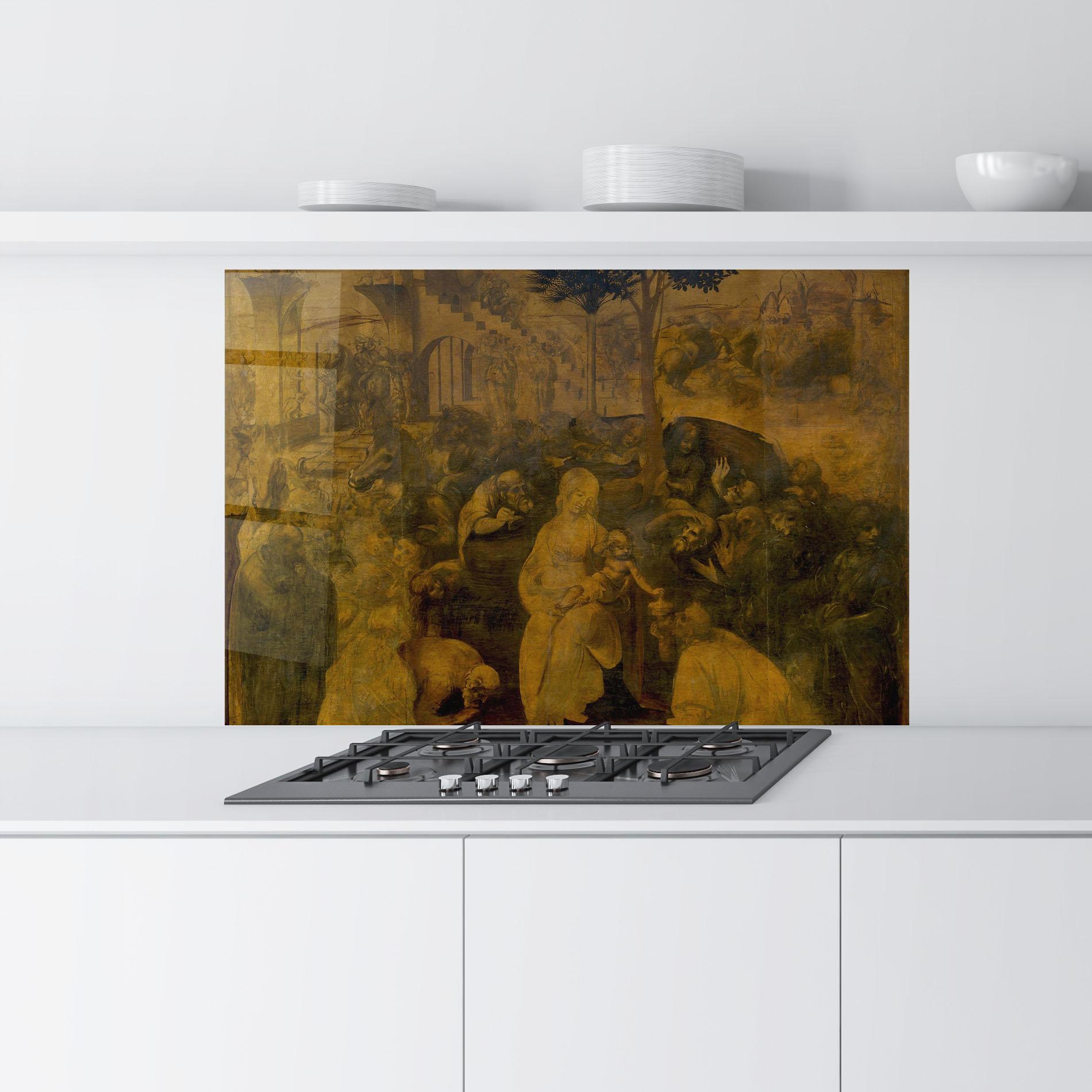 Küchenrückwand Glas Leonardo Da Vinci Adorazione Dei Magi mockup 9