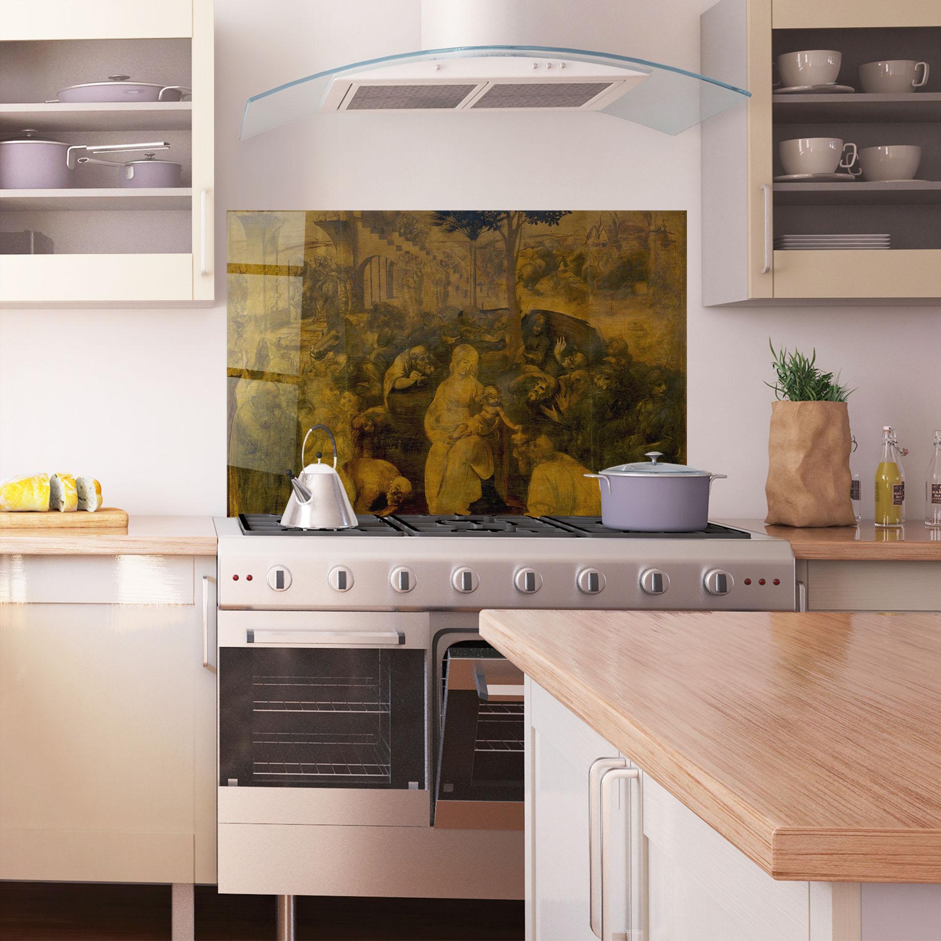 Küchenrückwand Glas Leonardo Da Vinci Adorazione Dei Magi mockup 1