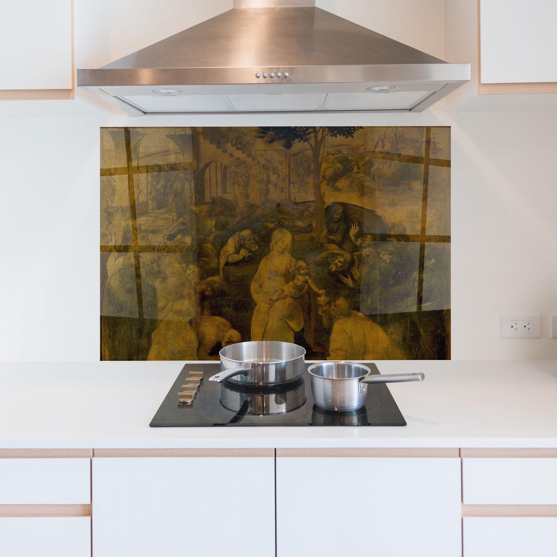 Küchenrückwand Glas Leonardo Da Vinci Adorazione Dei Magi mockup 5