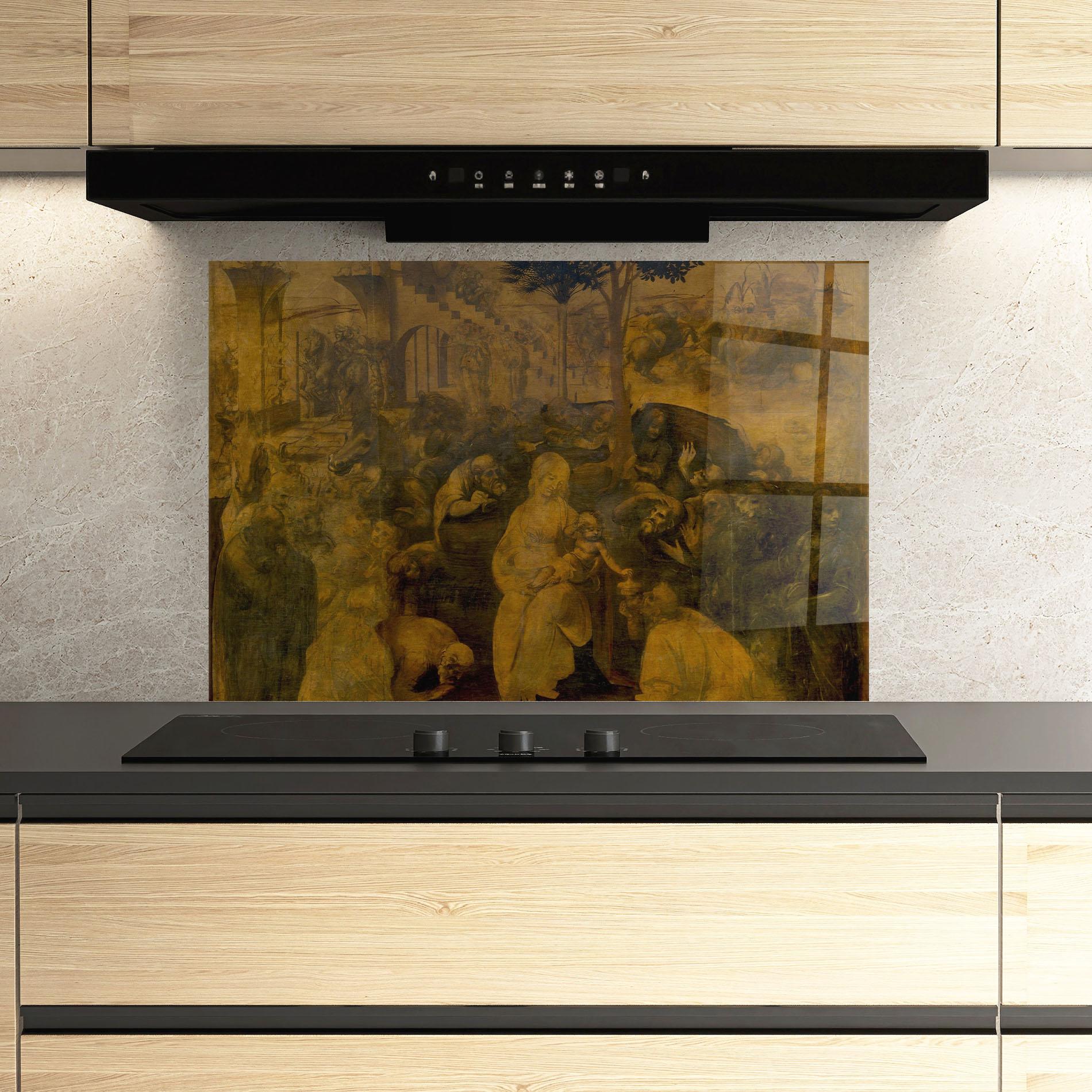 Küchenrückwand Glas Leonardo Da Vinci Adorazione Dei Magi mockup 3