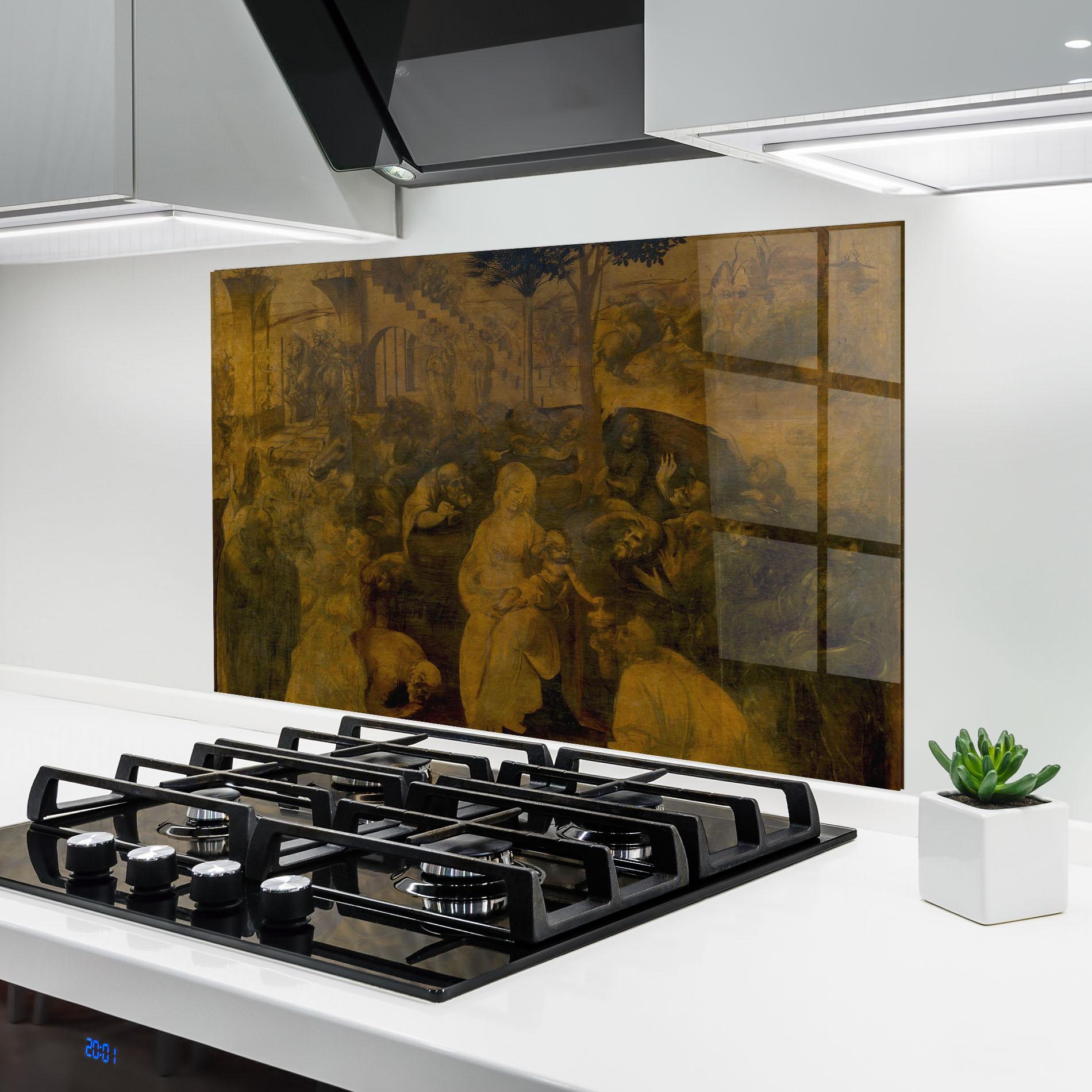 Küchenrückwand Glas Leonardo Da Vinci Adorazione Dei Magi mockup 6