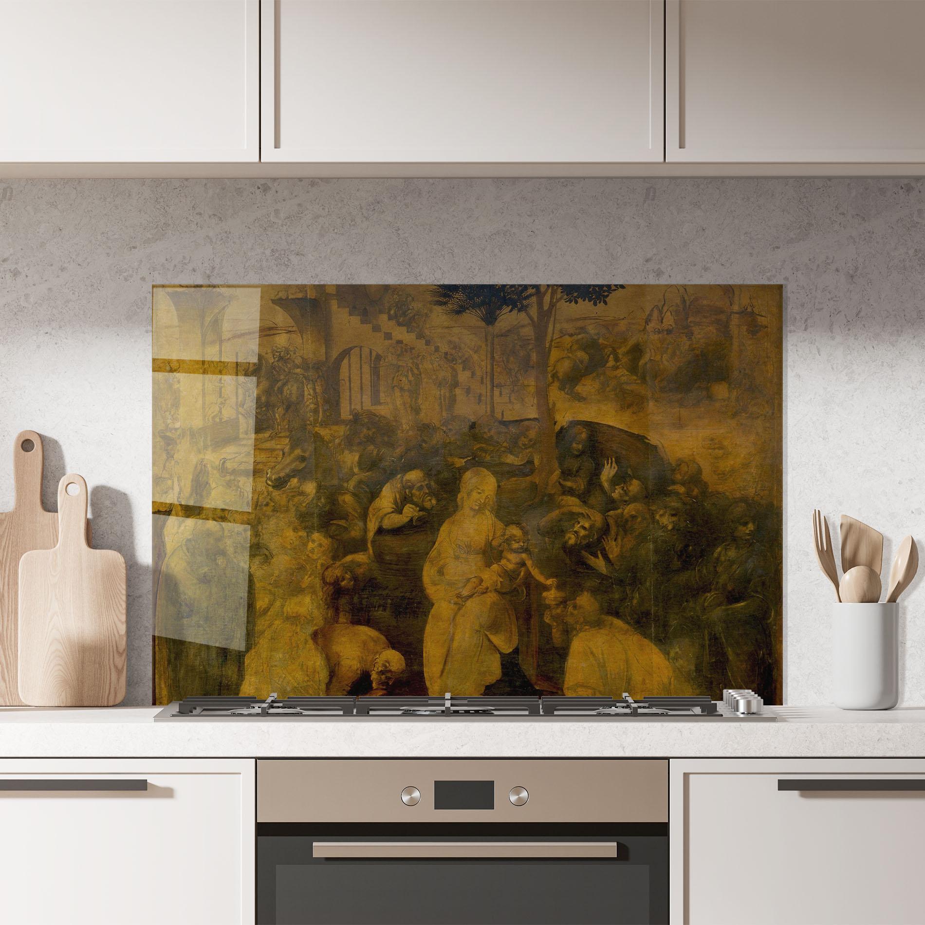Küchenrückwand Glas Leonardo Da Vinci Adorazione Dei Magi mockup 7