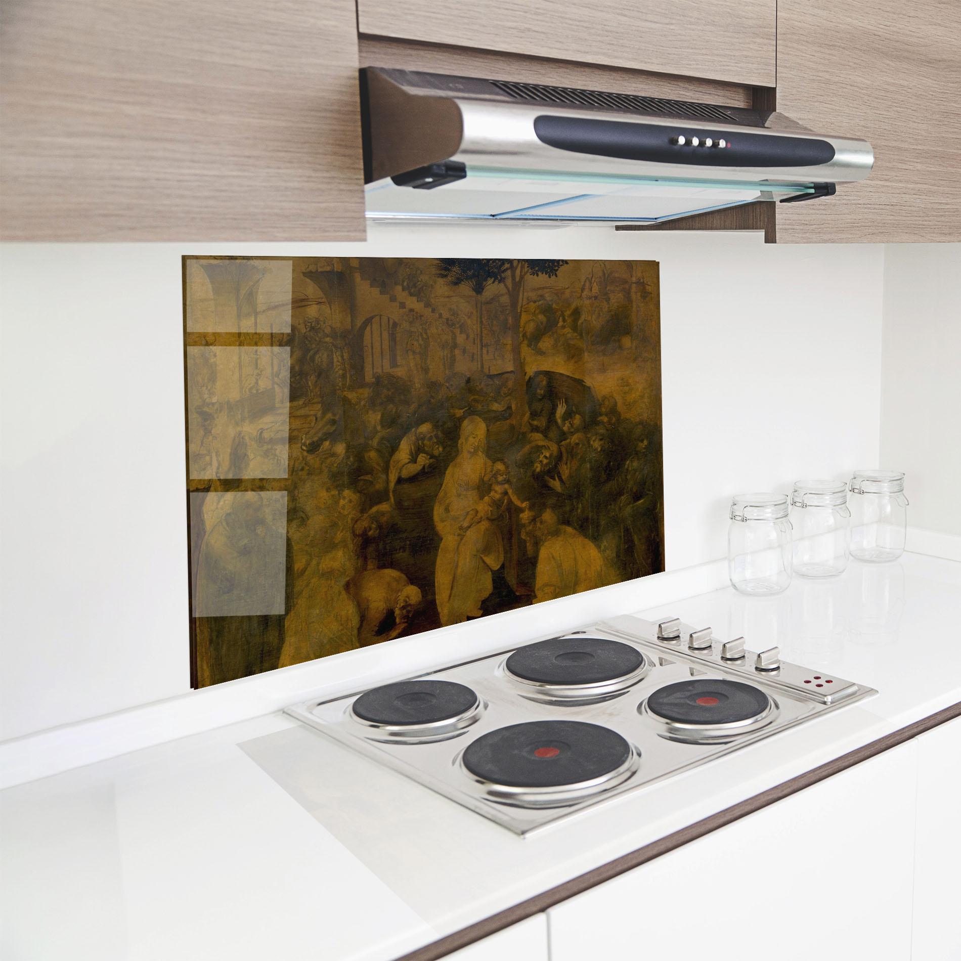 Küchenrückwand Glas Leonardo Da Vinci Adorazione Dei Magi mockup 8