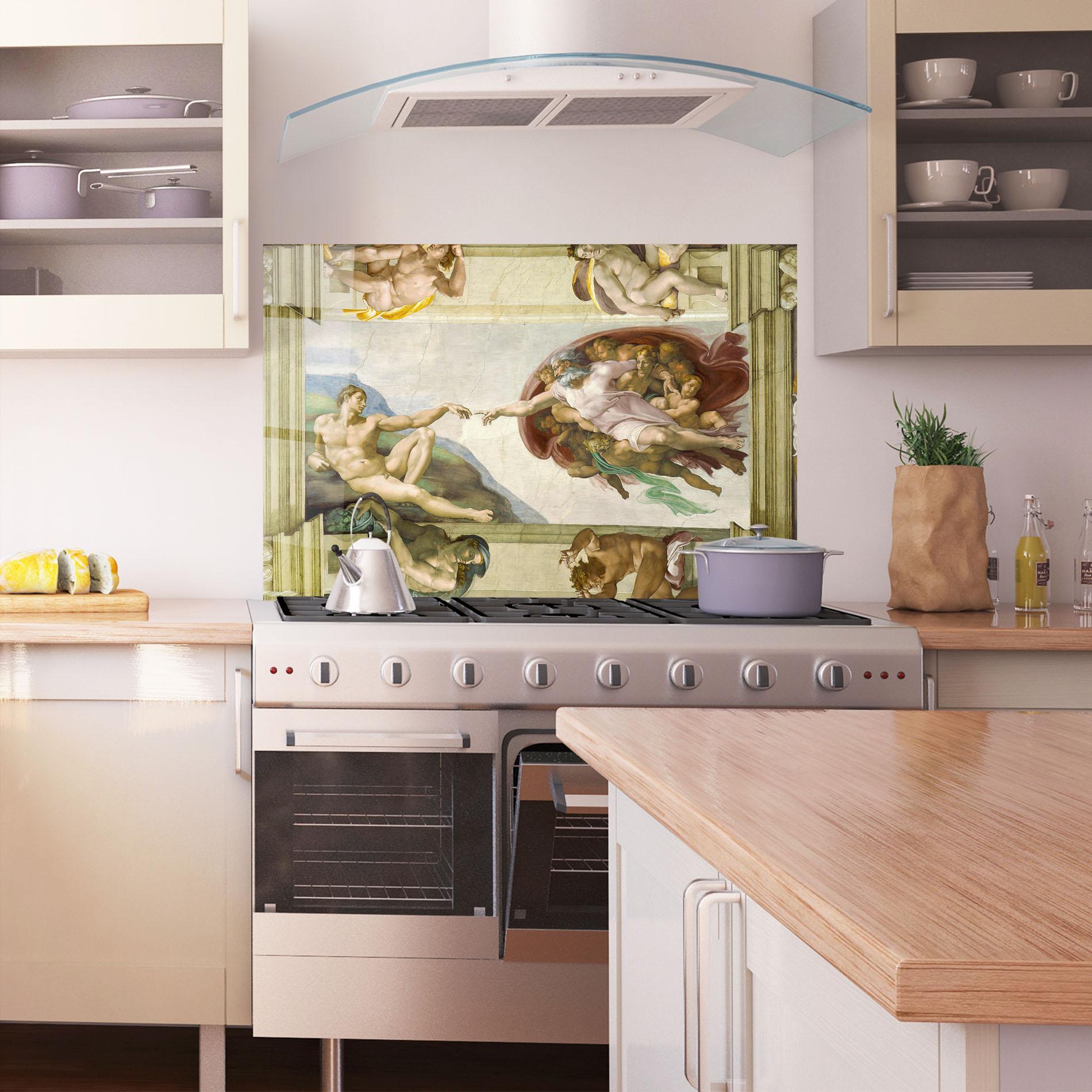 Küchenrückwand Glas Creacion De Adam mockup 1