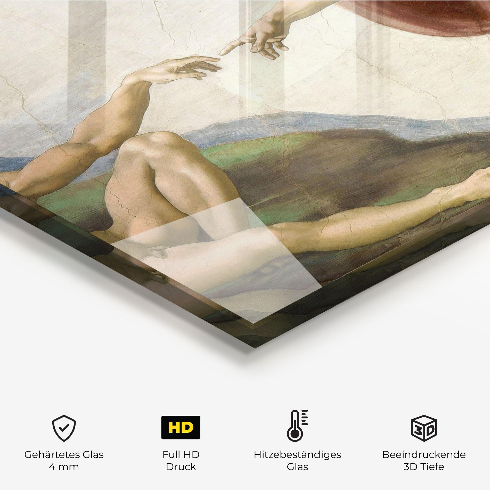 Küchenrückwand Glas The Creation Of Adam mockup 2