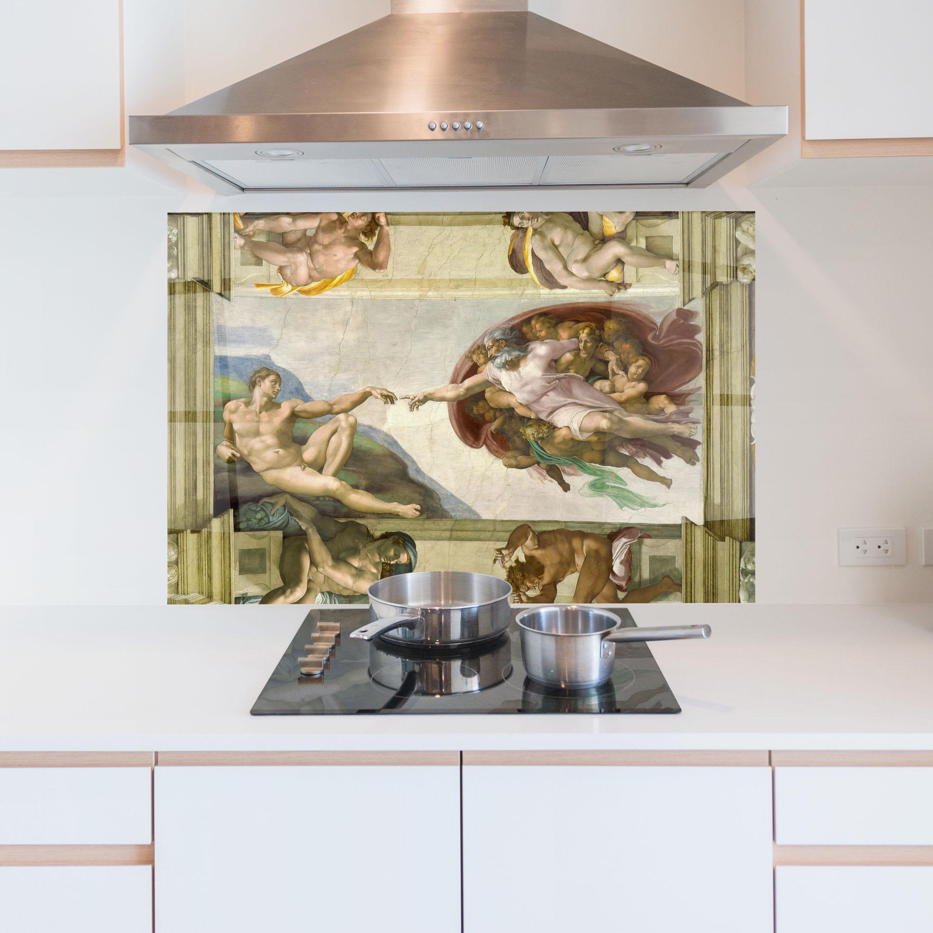 Küchenrückwand Glas Creacion De Adam mockup 5