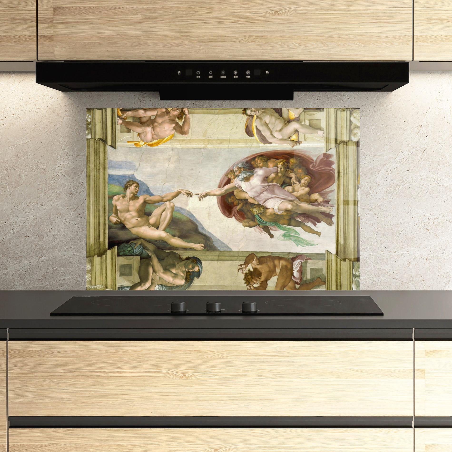 Küchenrückwand Glas Creacion De Adam mockup 3