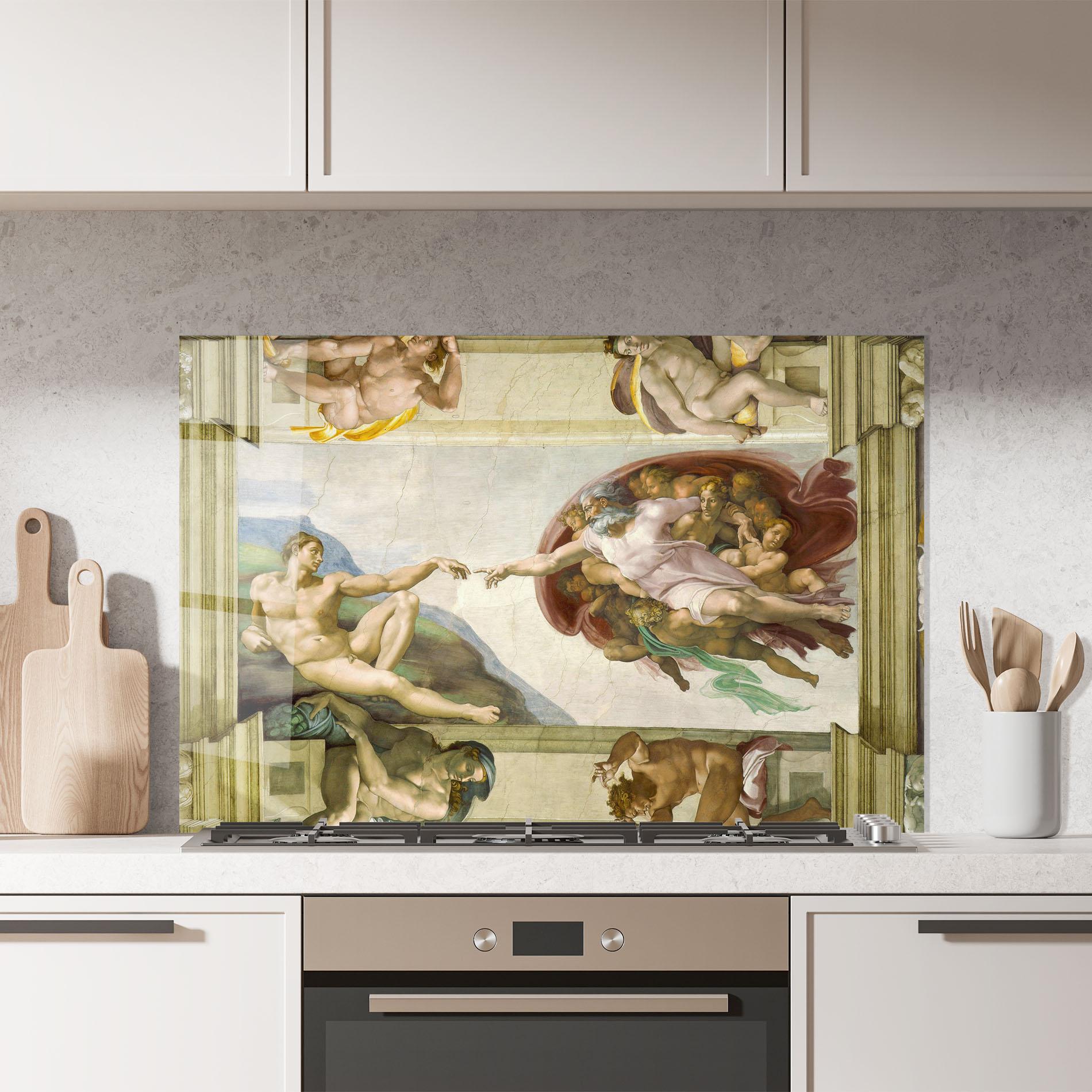 Küchenrückwand Glas Creacion De Adam mockup 7
