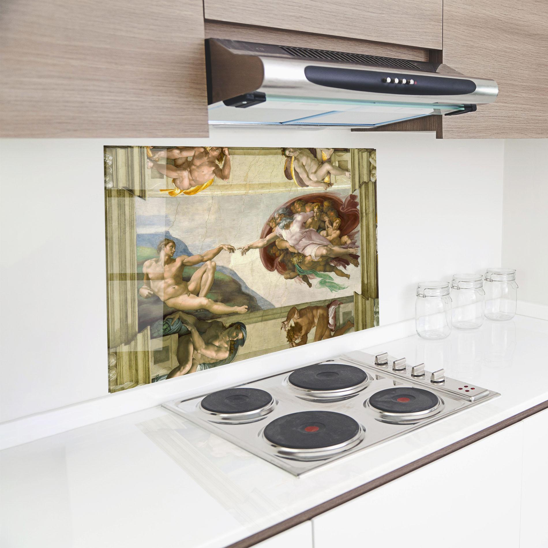 Küchenrückwand Glas Creacion De Adam mockup 8