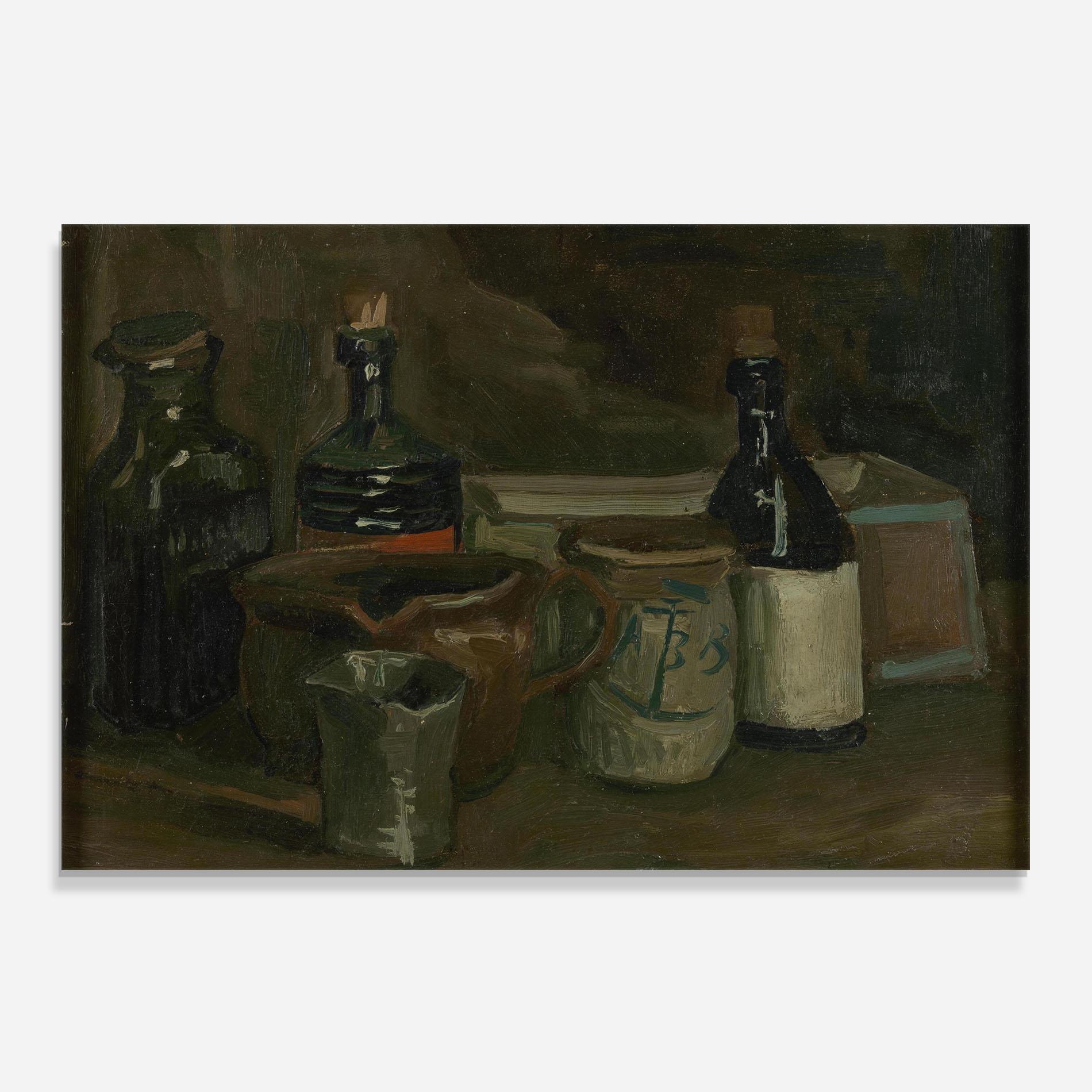 Küchenrückwand Glas Stilleven Met Flessen mockup 0