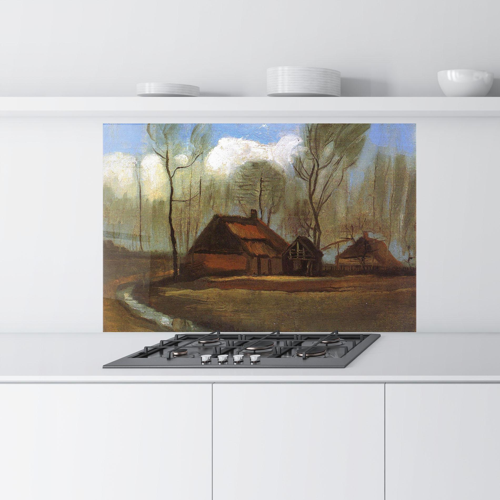 Küchenrückwand Glas Farmhouses Among Trees mockup 9