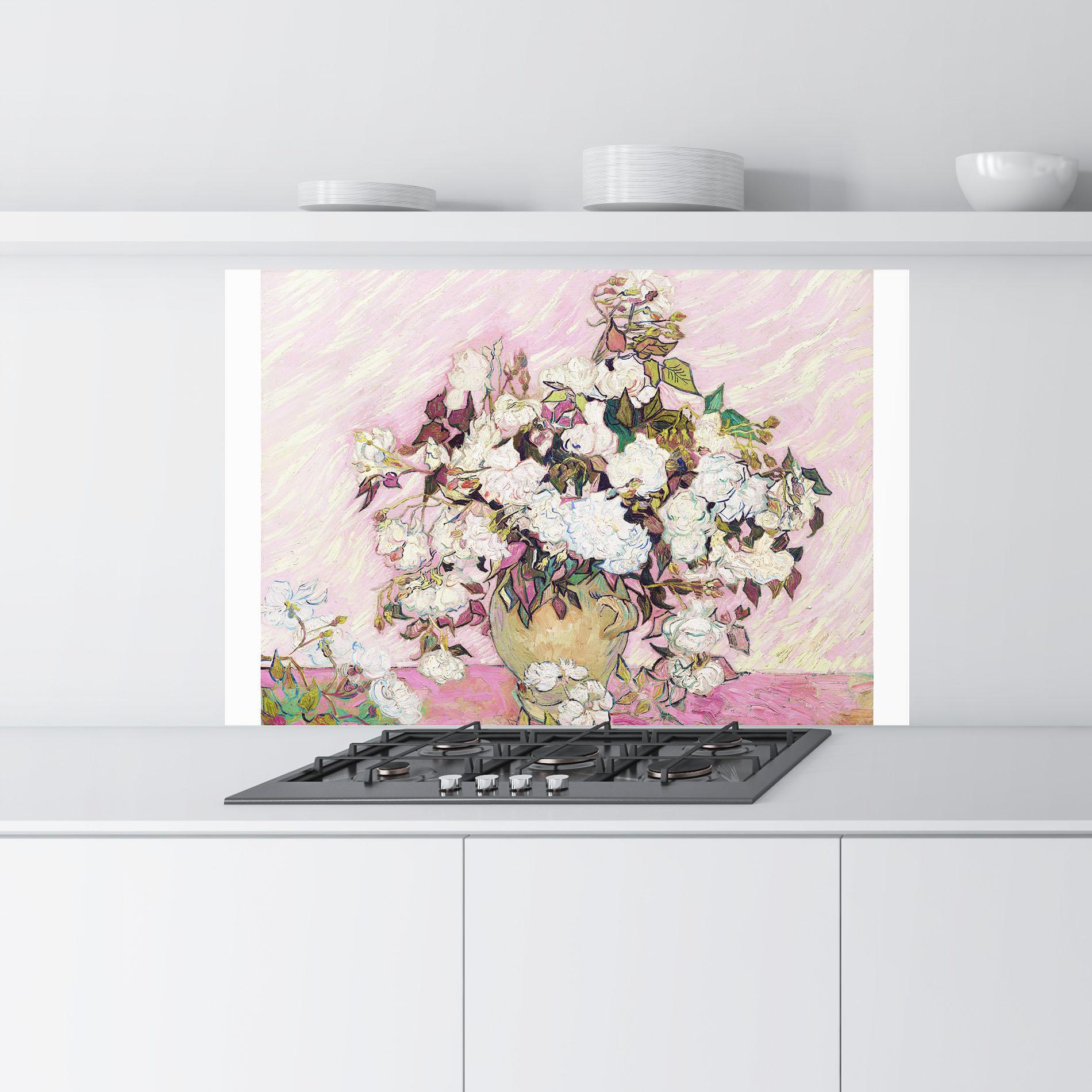 Küchenrückwand Glas Gogh Flower Painting mockup 9