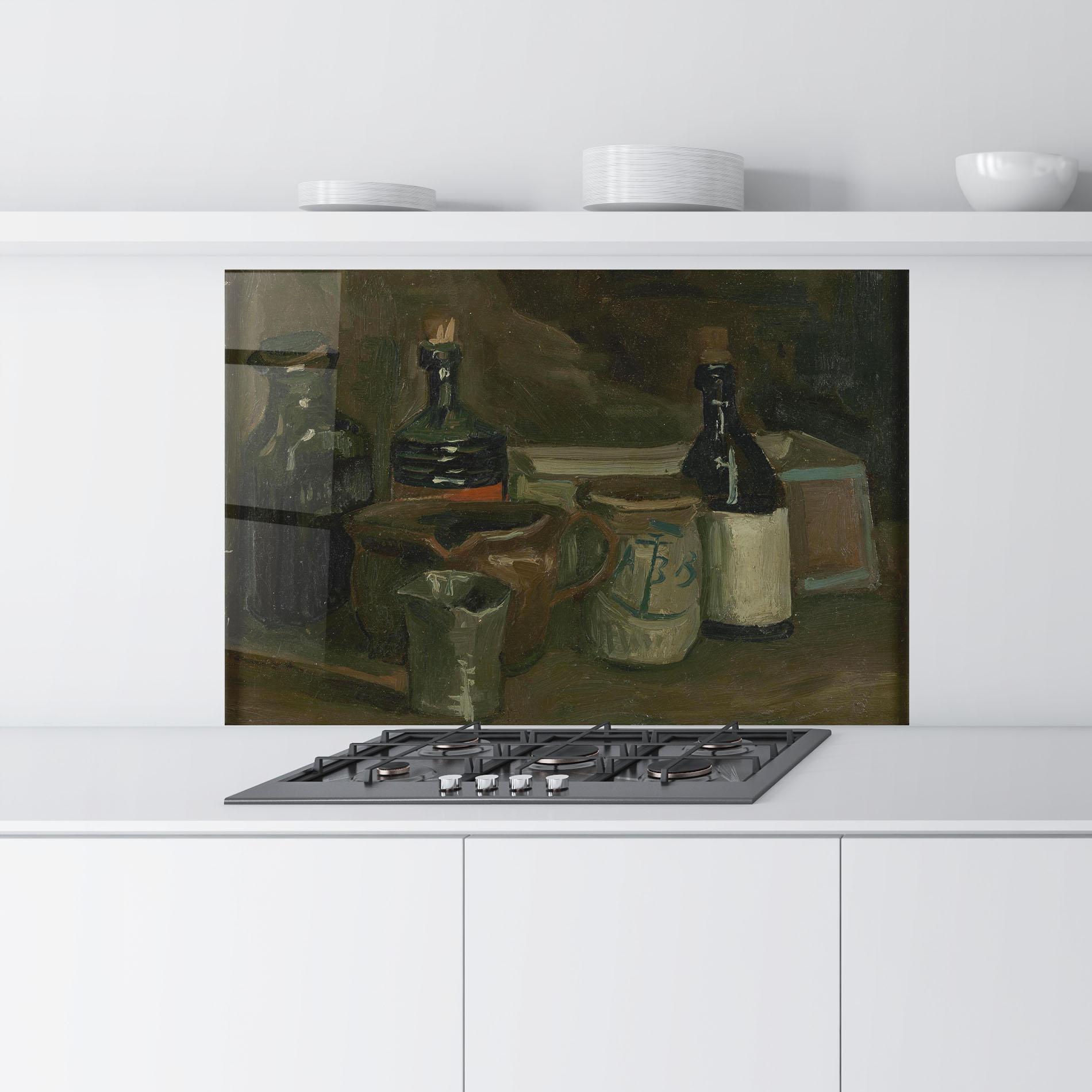 Küchenrückwand Glas Stilleven Met Flessen mockup 9