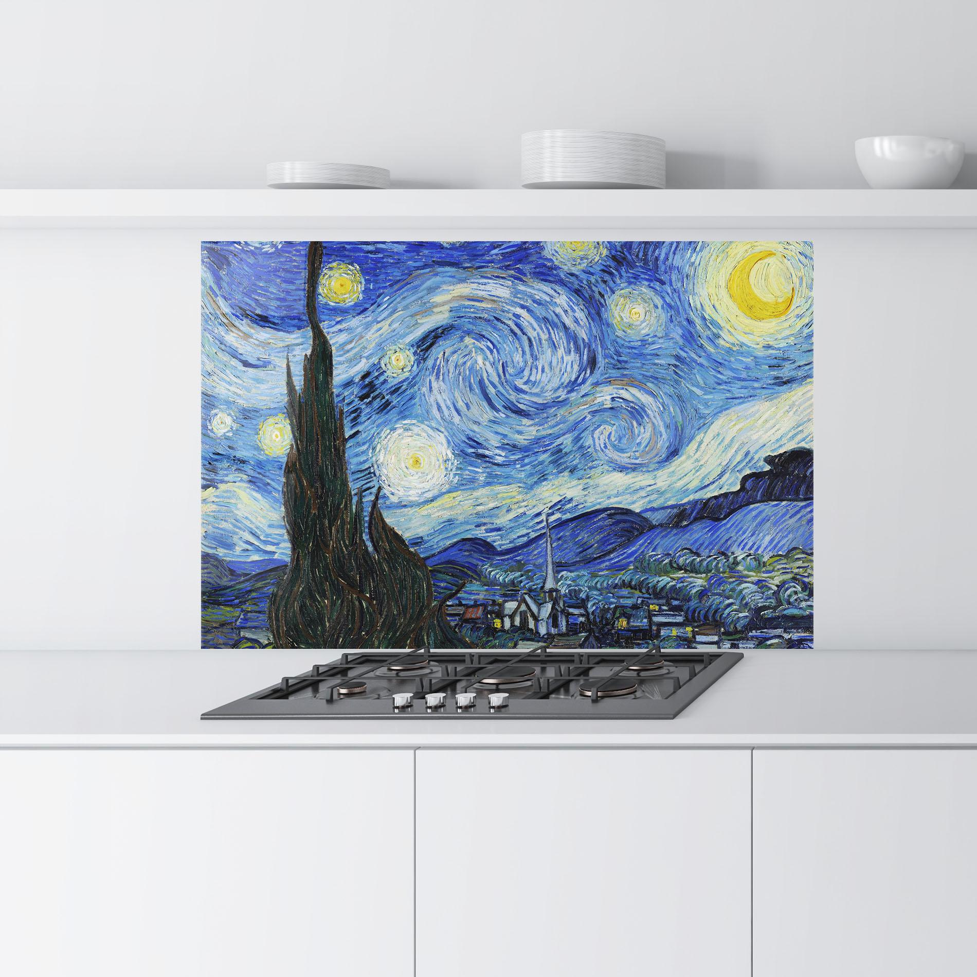 Küchenrückwand Glas The Starry Night mockup 9