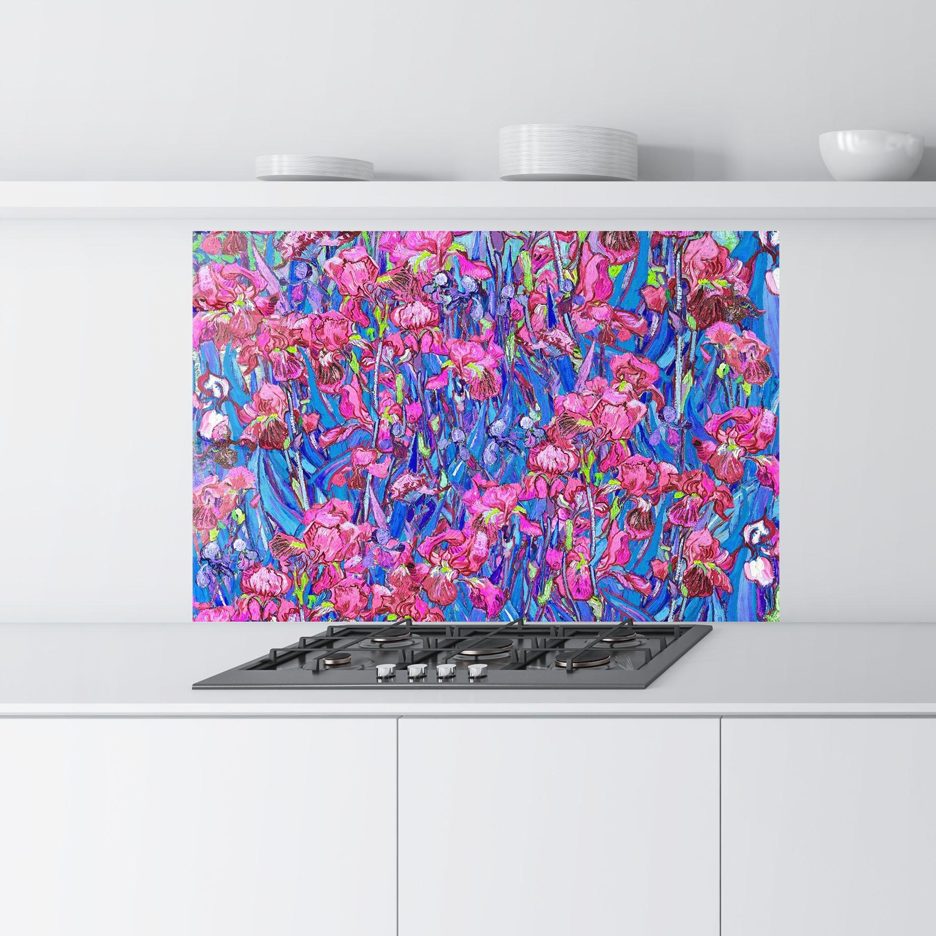 Küchenrückwand Glas Van Gogh Irises mockup 9