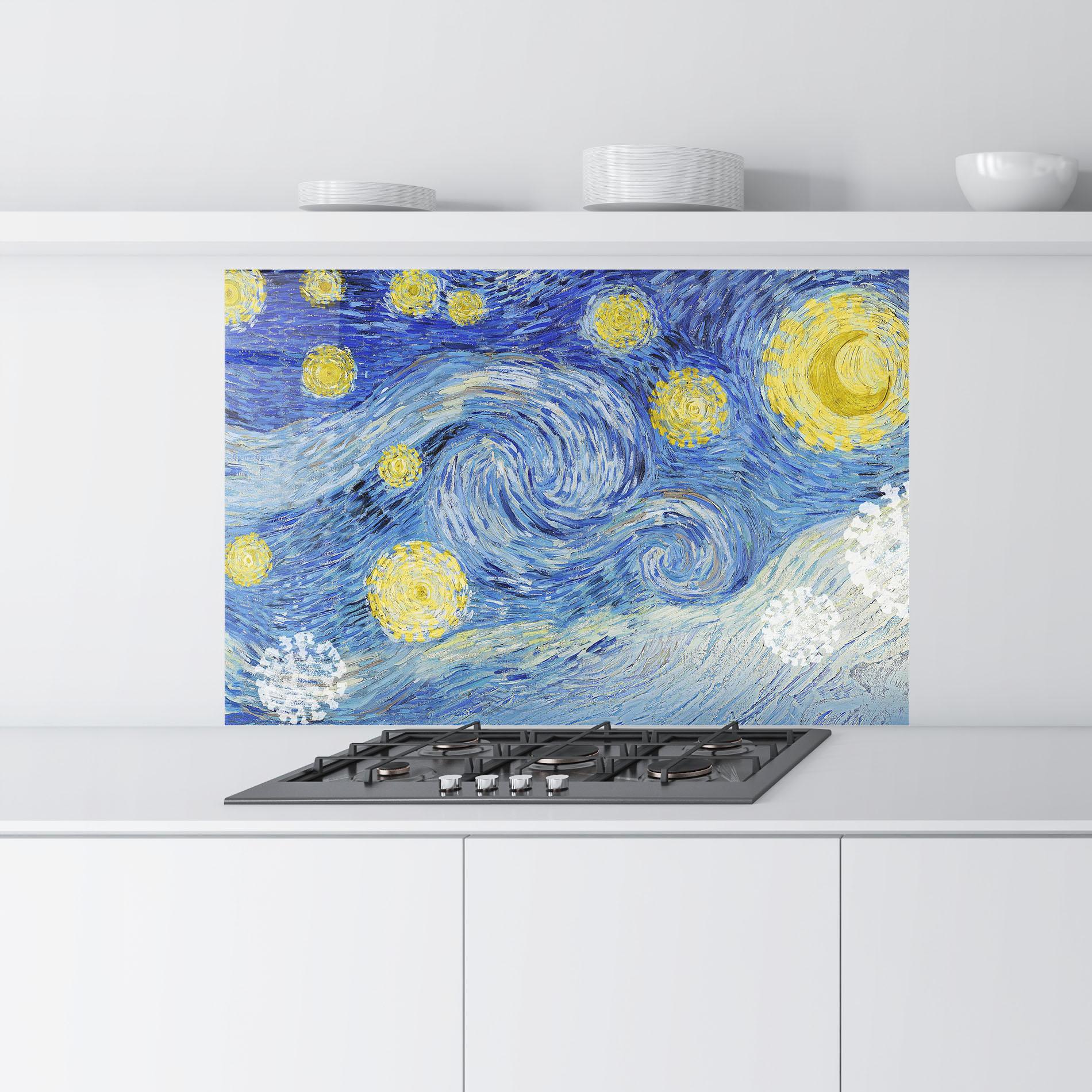 Küchenrückwand Glas Van Gogh Starry Night mockup 9