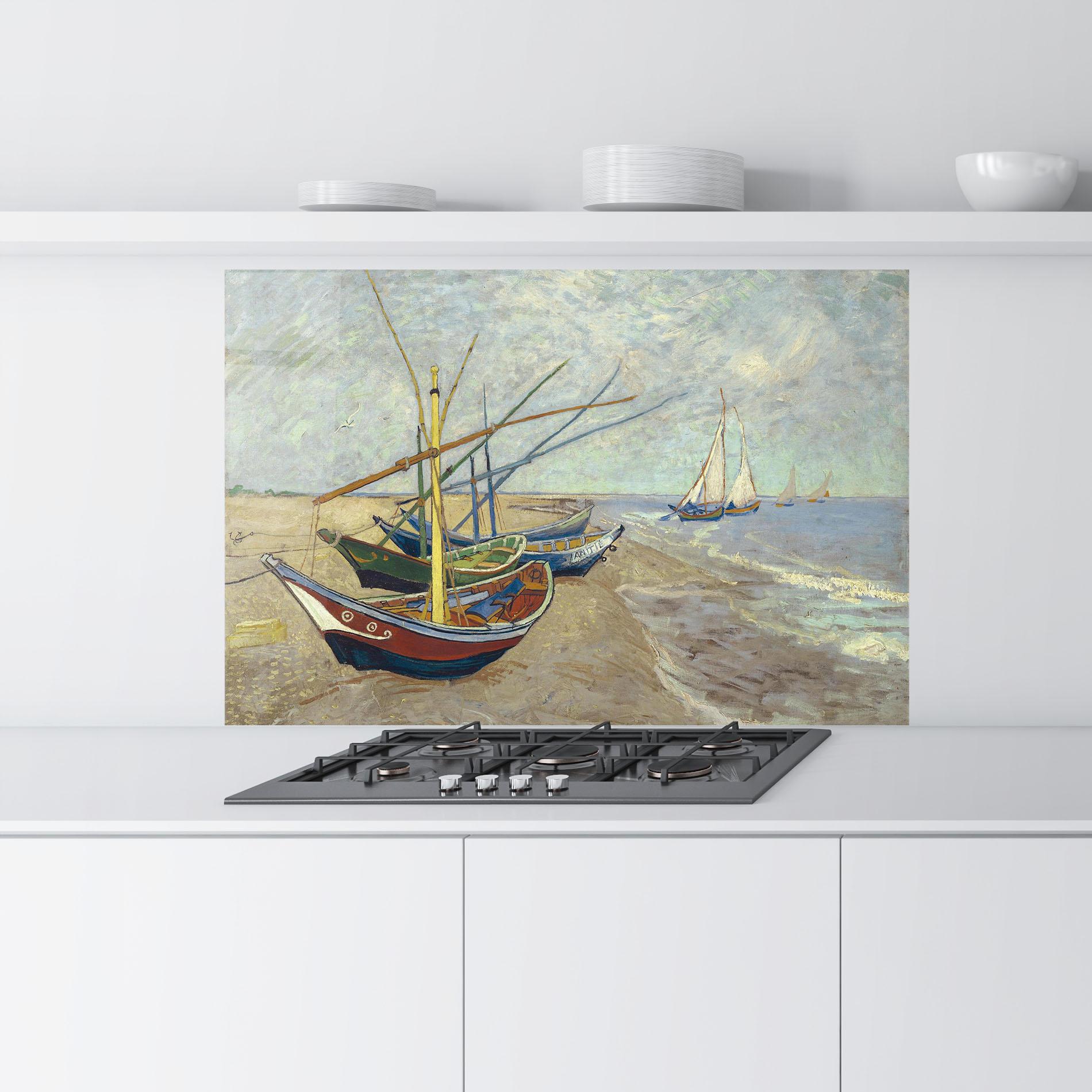 Küchenrückwand Glas Vissersboten Les Saintes Maries mockup 9