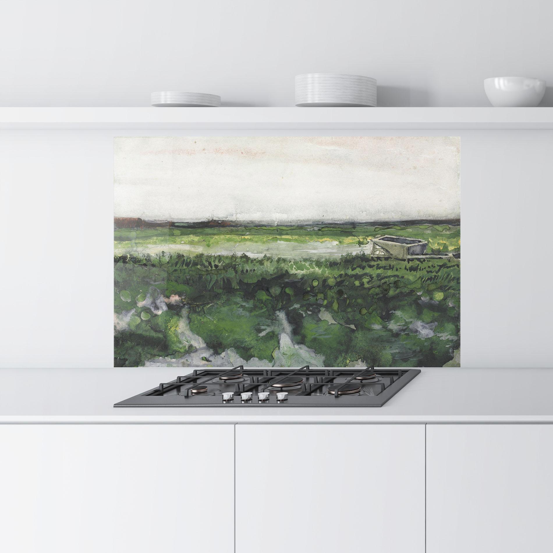 Küchenrückwand Glas Wheelbarrow mockup 9