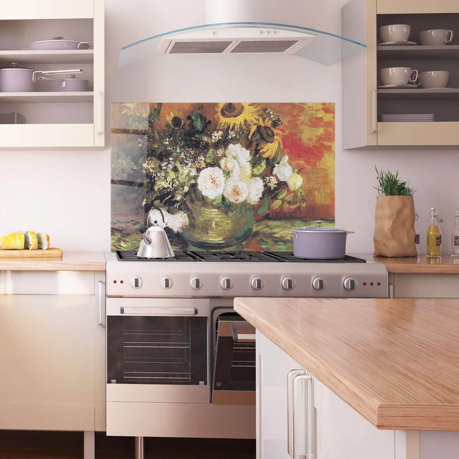 Küchenrückwand Glas Bowl With Sunflowers mockup 1
