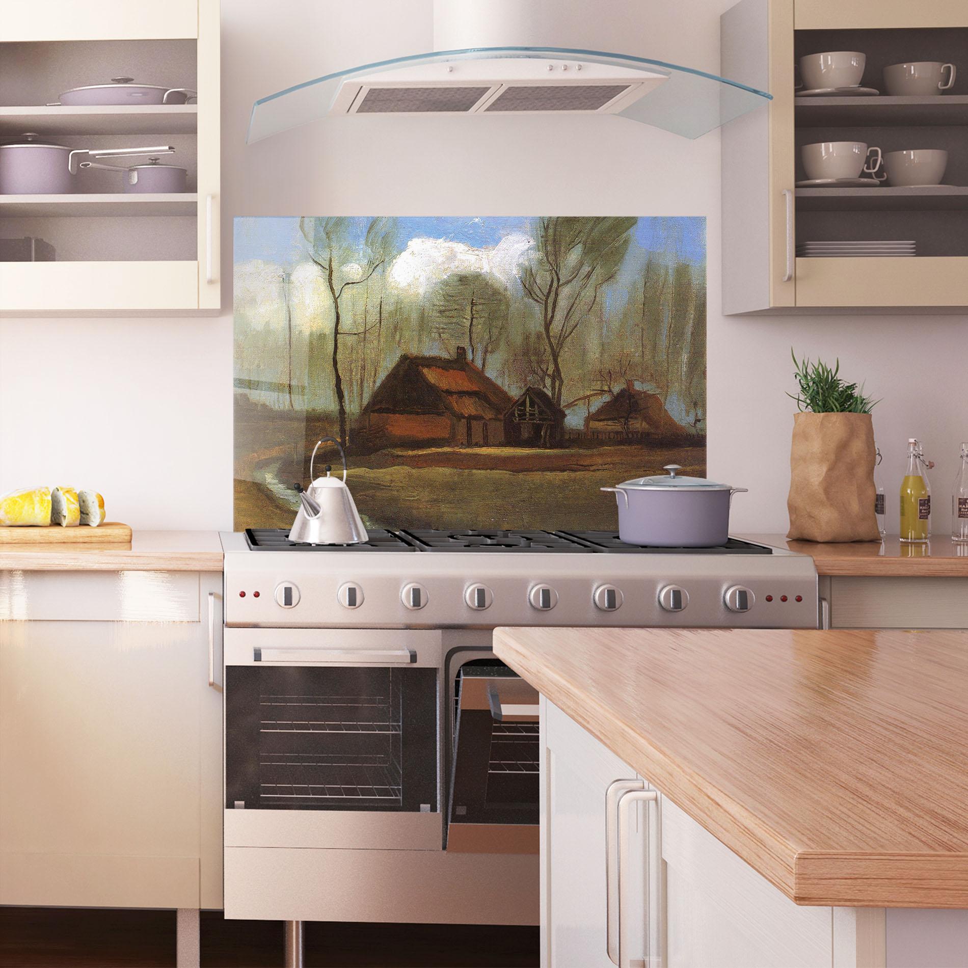 Küchenrückwand Glas Farmhouses Among Trees mockup 1