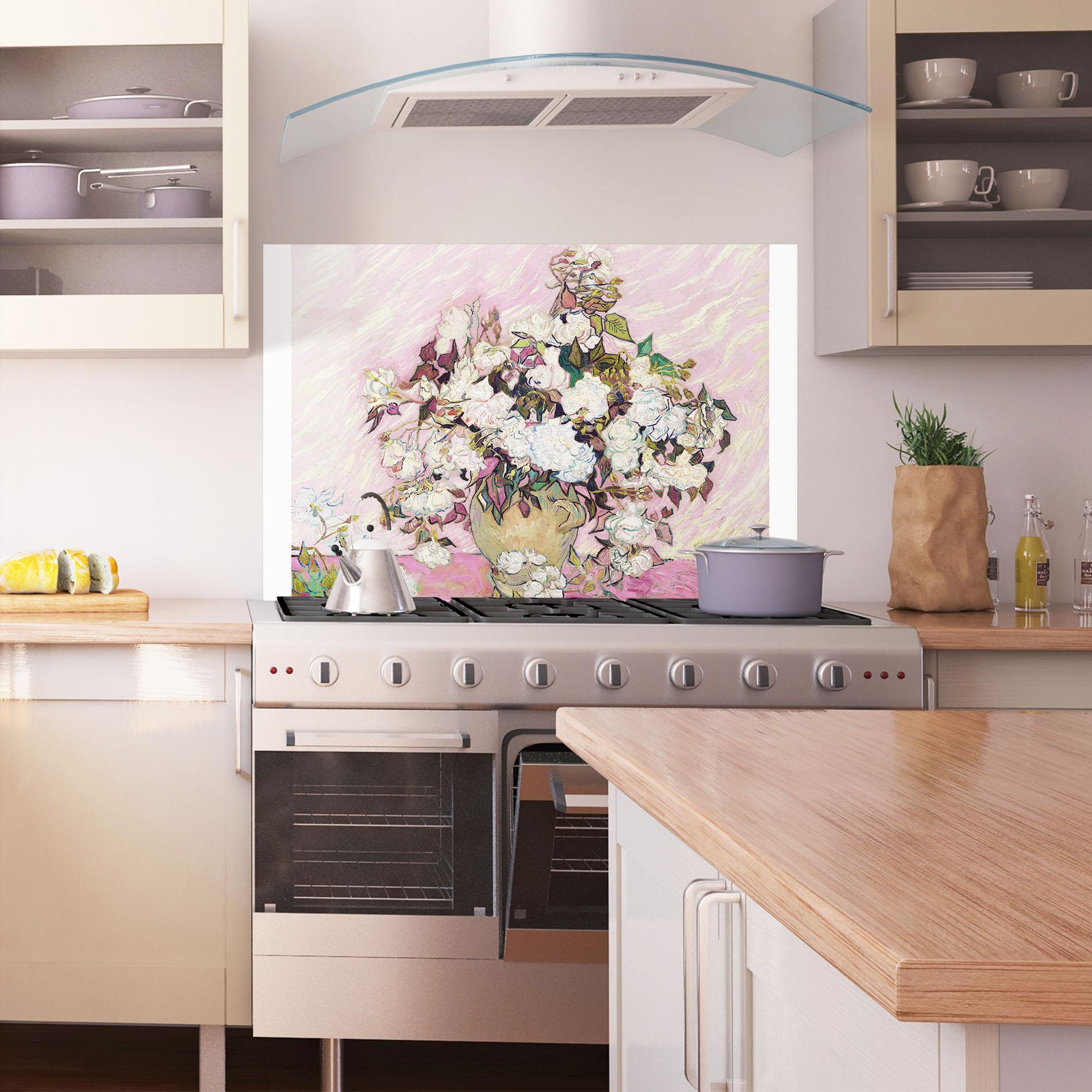 Küchenrückwand Glas Gogh Flower Painting mockup 1