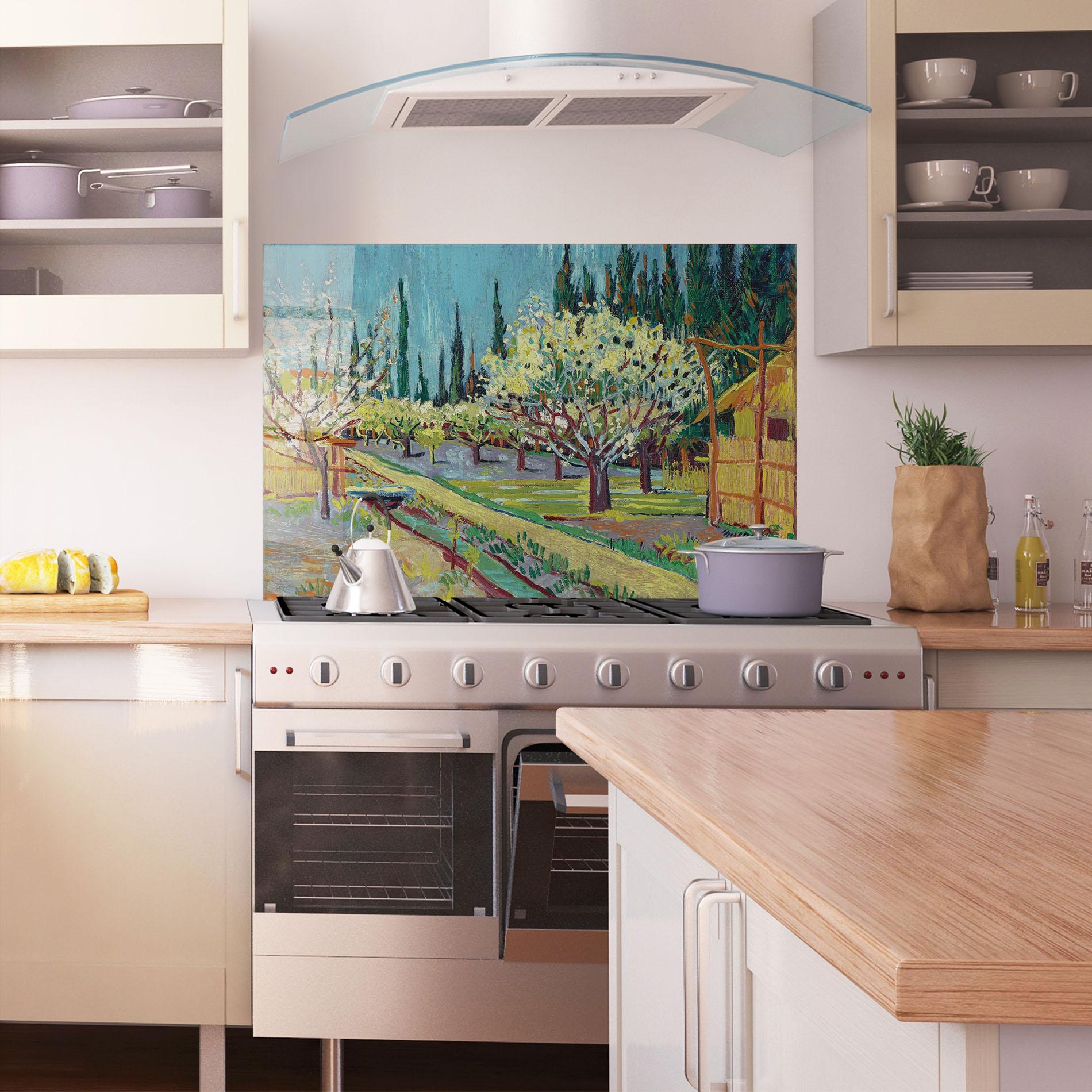 Küchenrückwand Glas Orchard Bordered Cypresse mockup 1