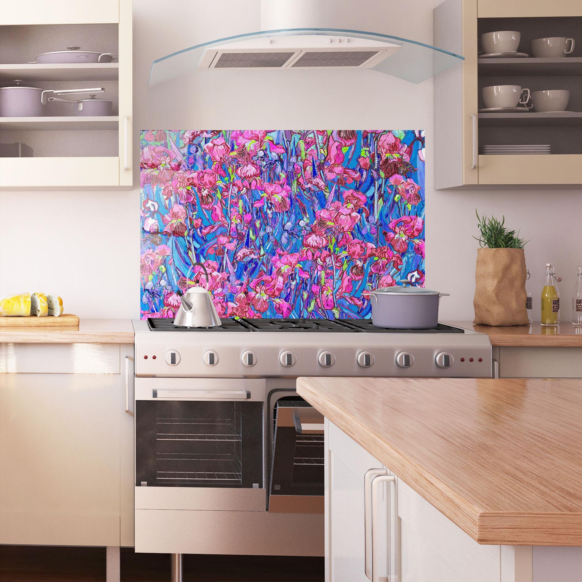Küchenrückwand Glas Van Gogh Irises mockup 1