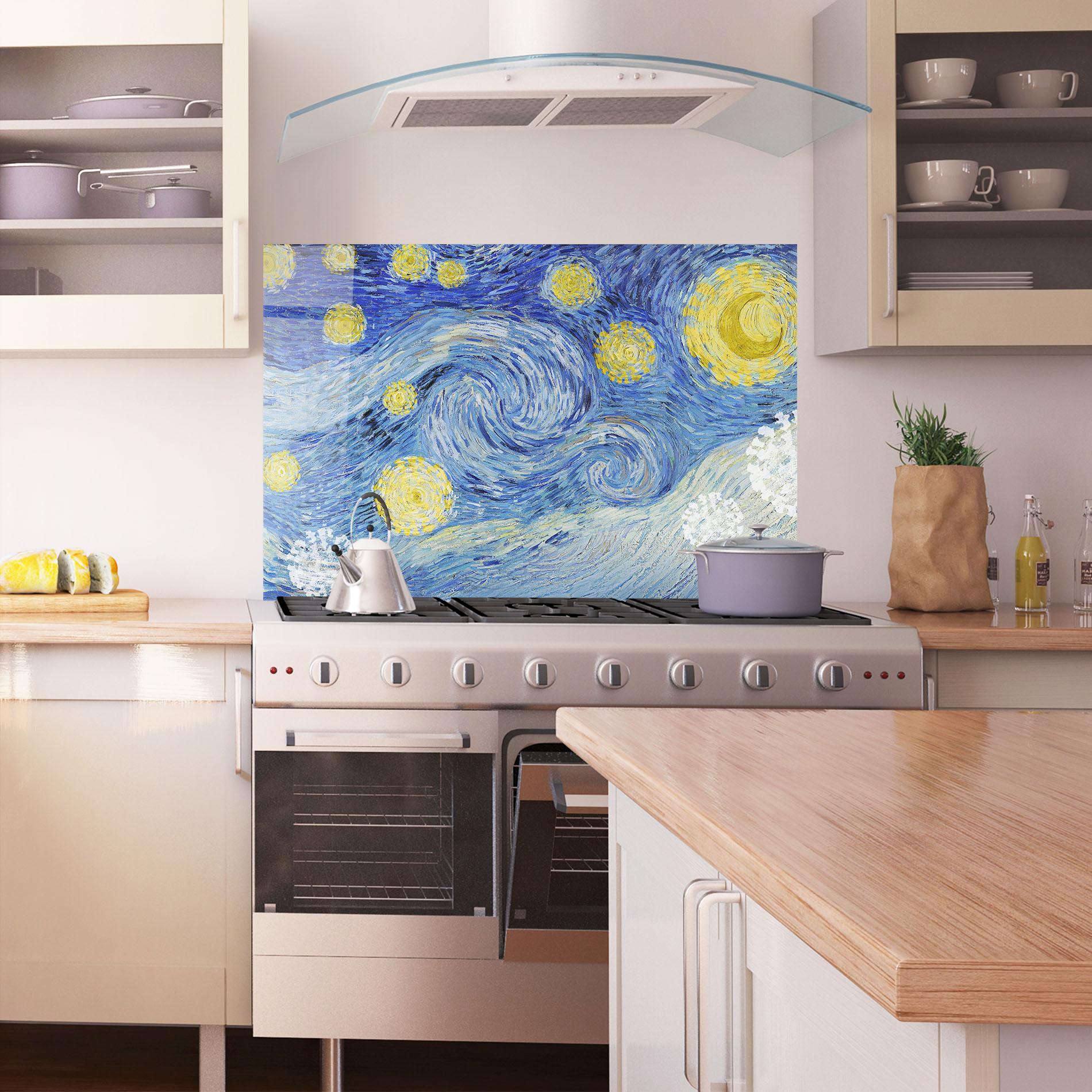 Küchenrückwand Glas Van Gogh Starry Night mockup 1