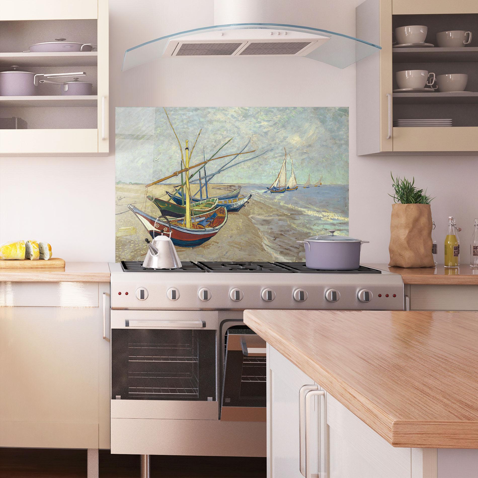 Küchenrückwand Glas Vissersboten Les Saintes Maries mockup 1