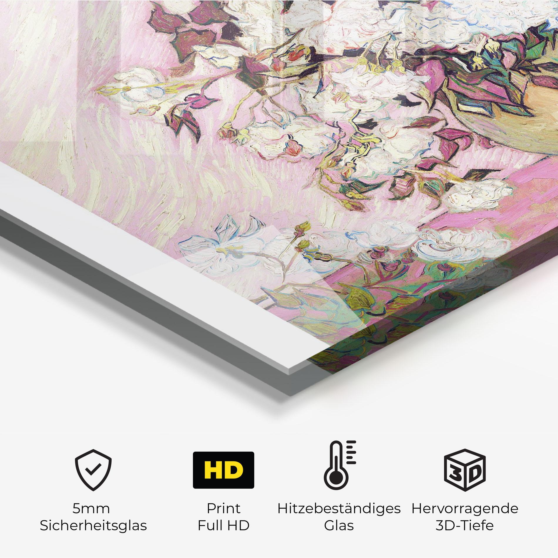 Küchenrückwand Glas Gogh Flower Painting mockup 2