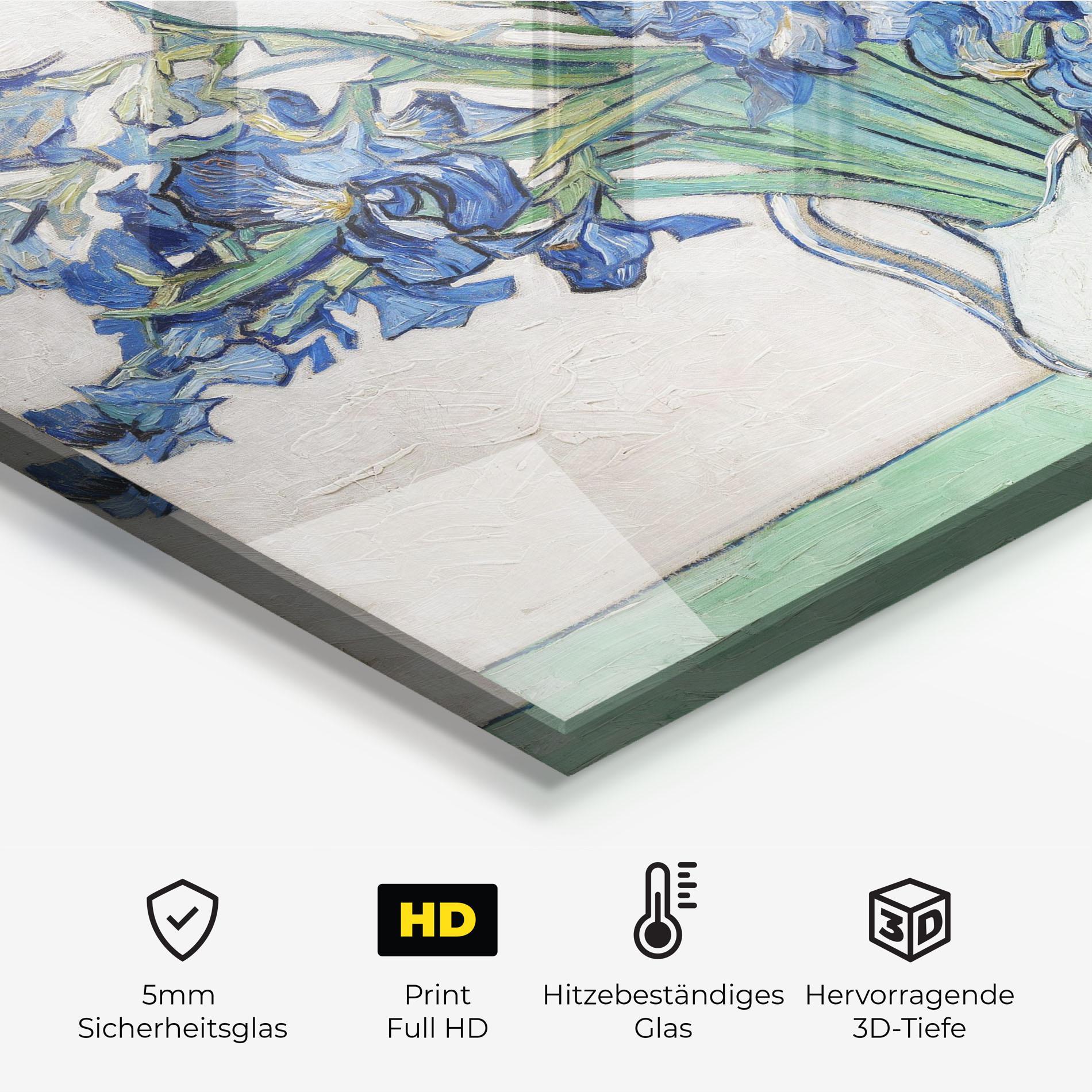 Küchenrückwand Glas Gogh S Irises mockup 2