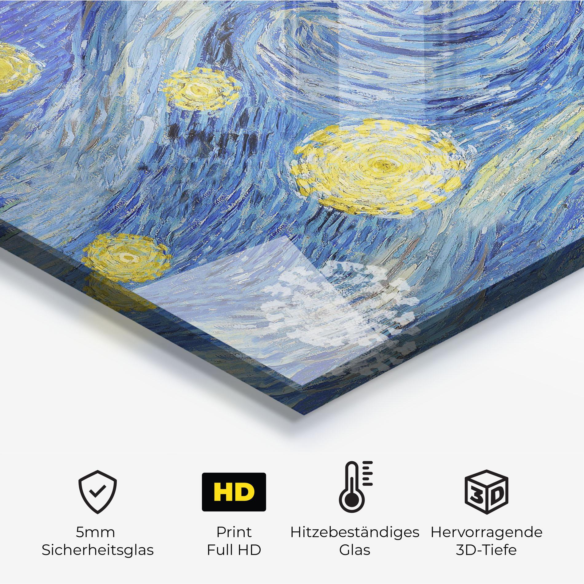 Küchenrückwand Glas Van Gogh Starry Night mockup 2