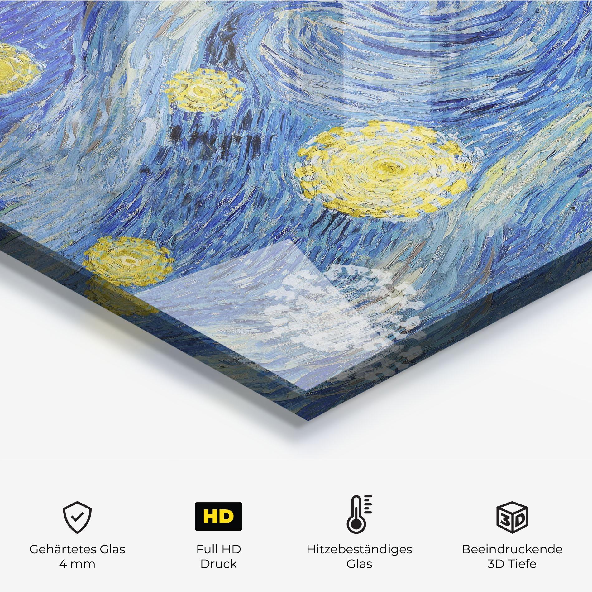 Küchenrückwand Glas Van Gogh Starry Night mockup 2