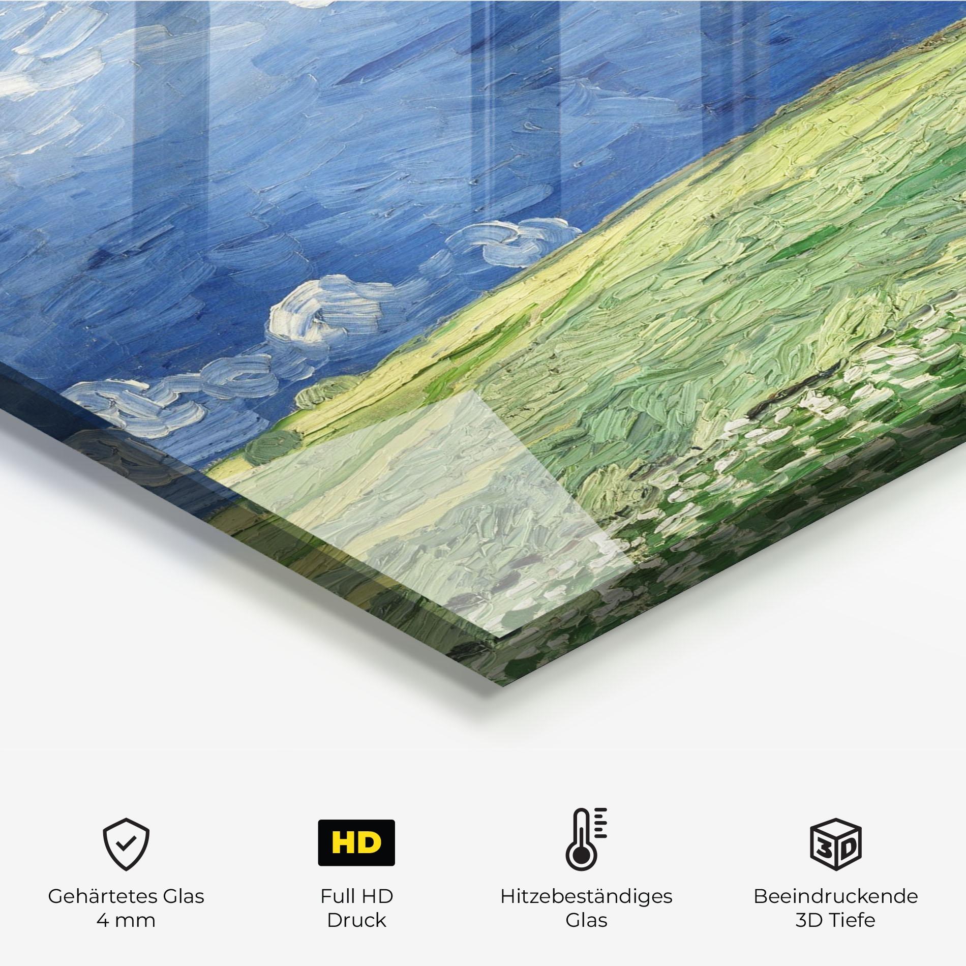 Küchenrückwand Glas Wheatfield Thunderclouds mockup 2