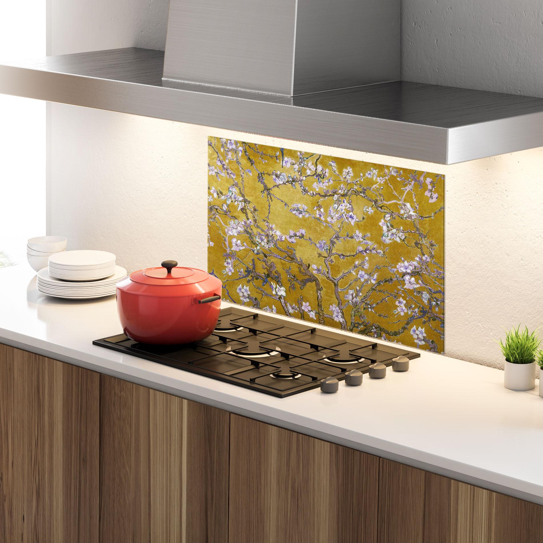Küchenrückwand Glas Almond Blossom mockup 4