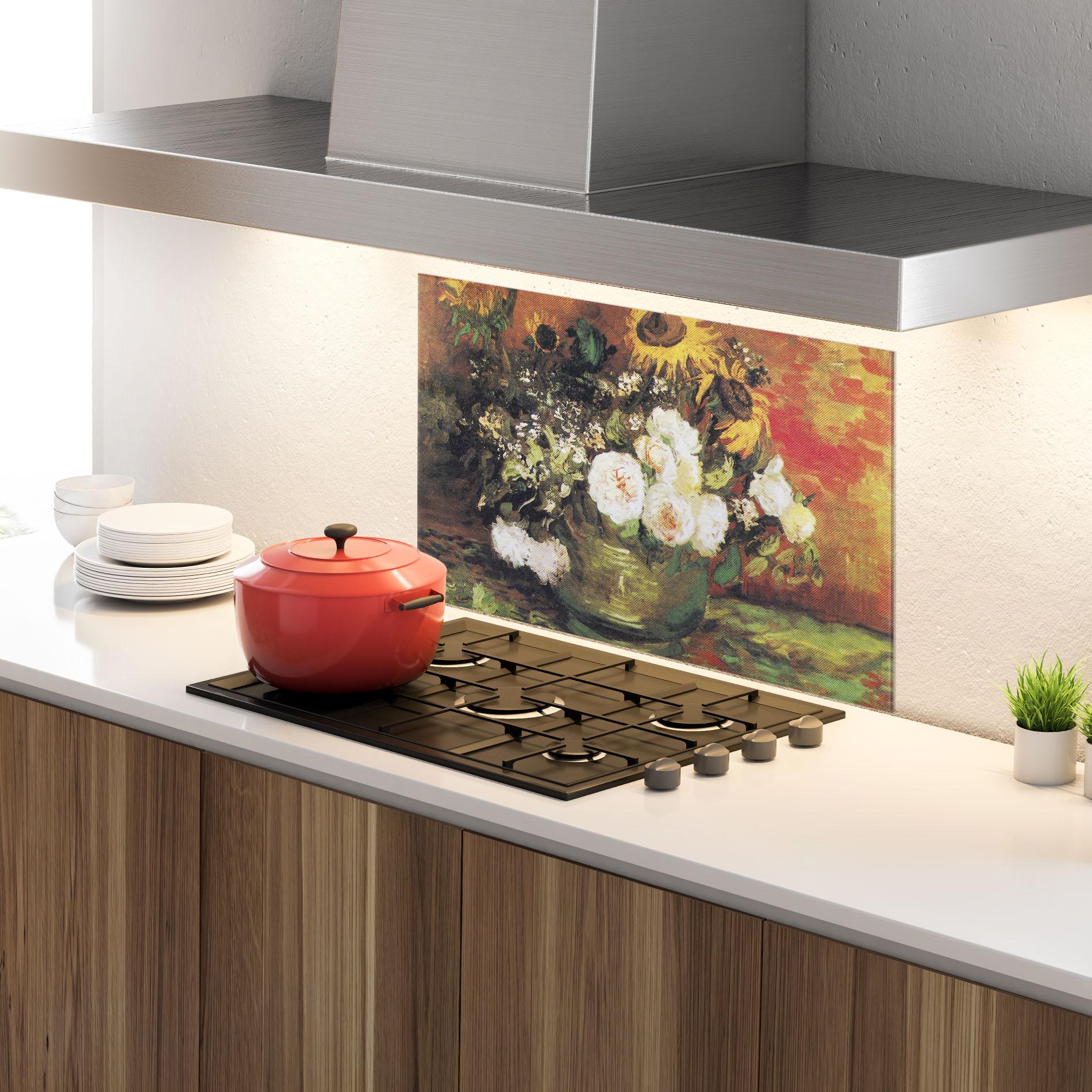 Küchenrückwand Glas Bowl With Sunflowers mockup 4