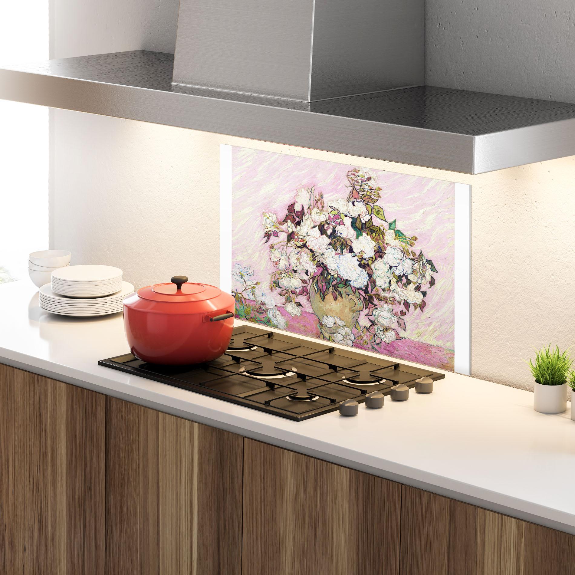 Küchenrückwand Glas Gogh Flower Painting mockup 4