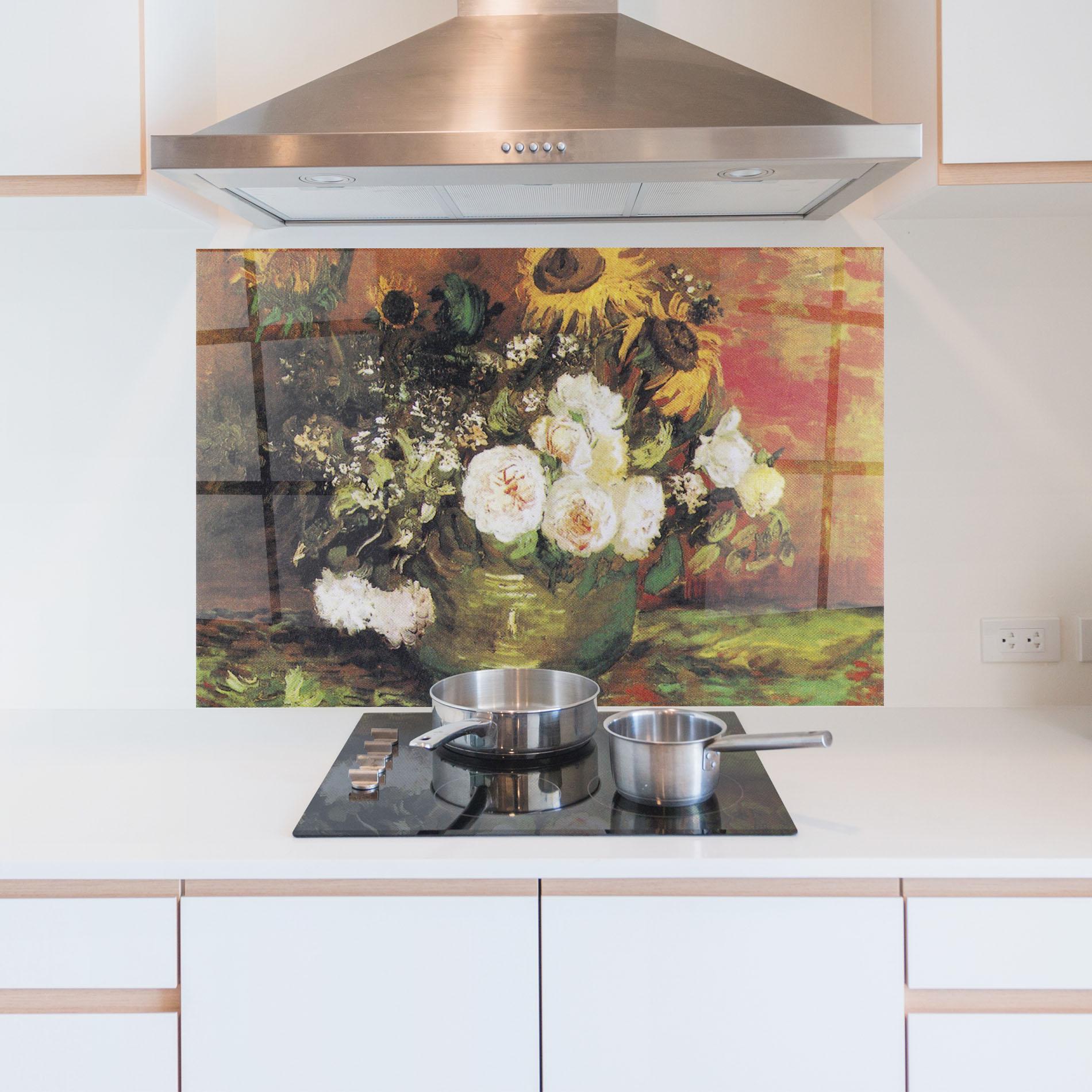 Küchenrückwand Glas Bowl With Sunflowers mockup 5