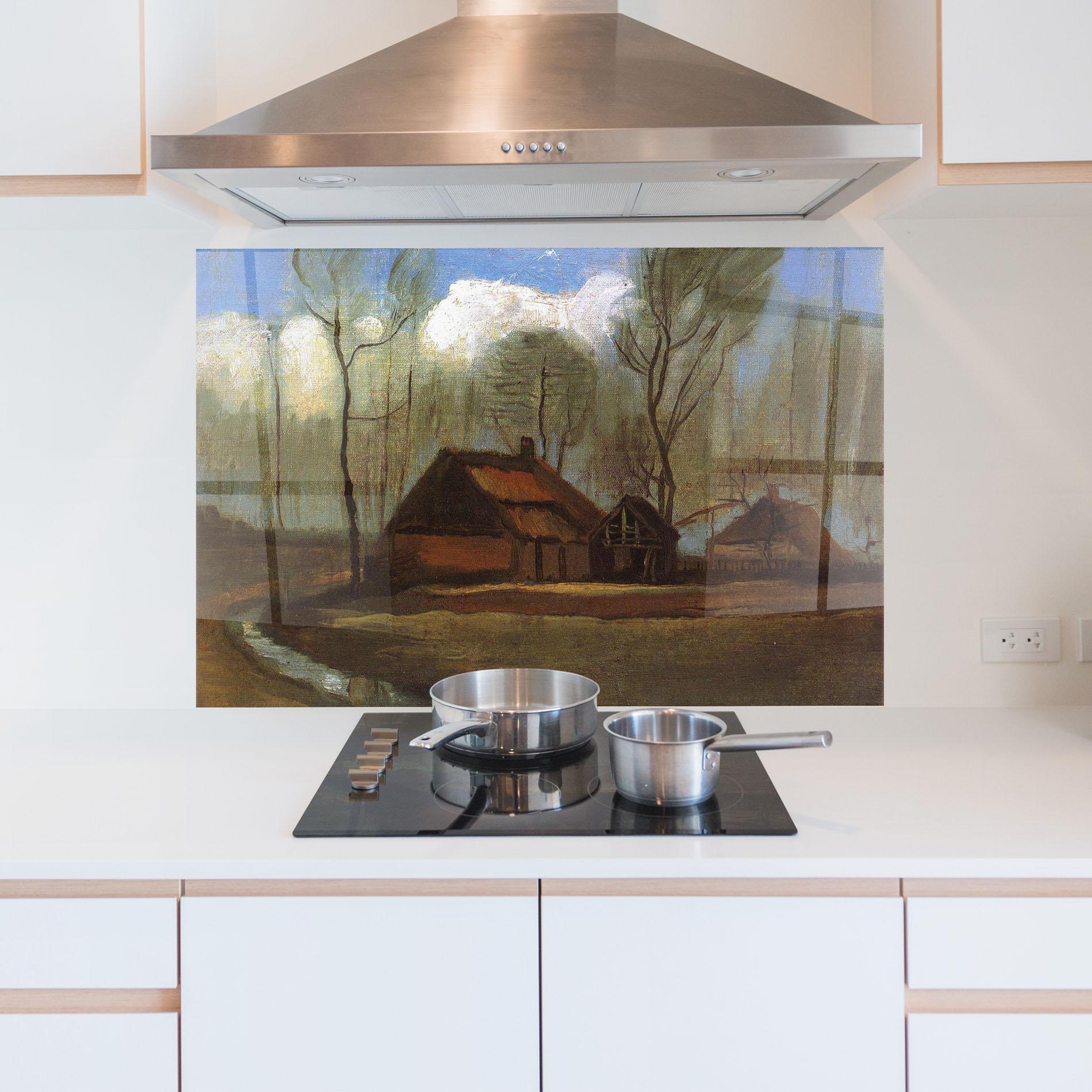 Küchenrückwand Glas Farmhouses Among Trees mockup 5