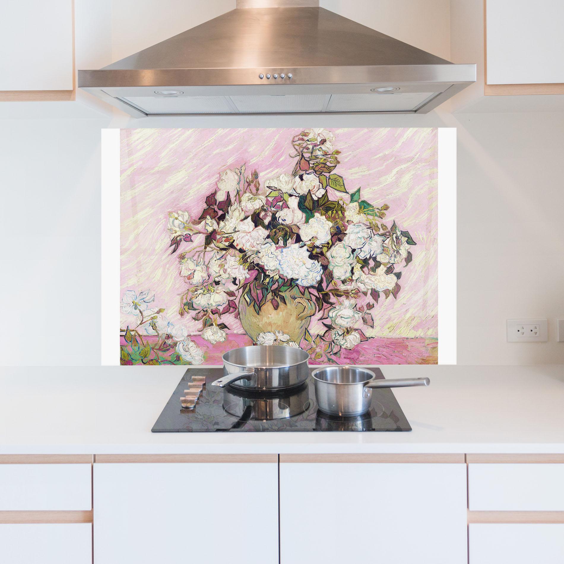 Küchenrückwand Glas Gogh Flower Painting mockup 5