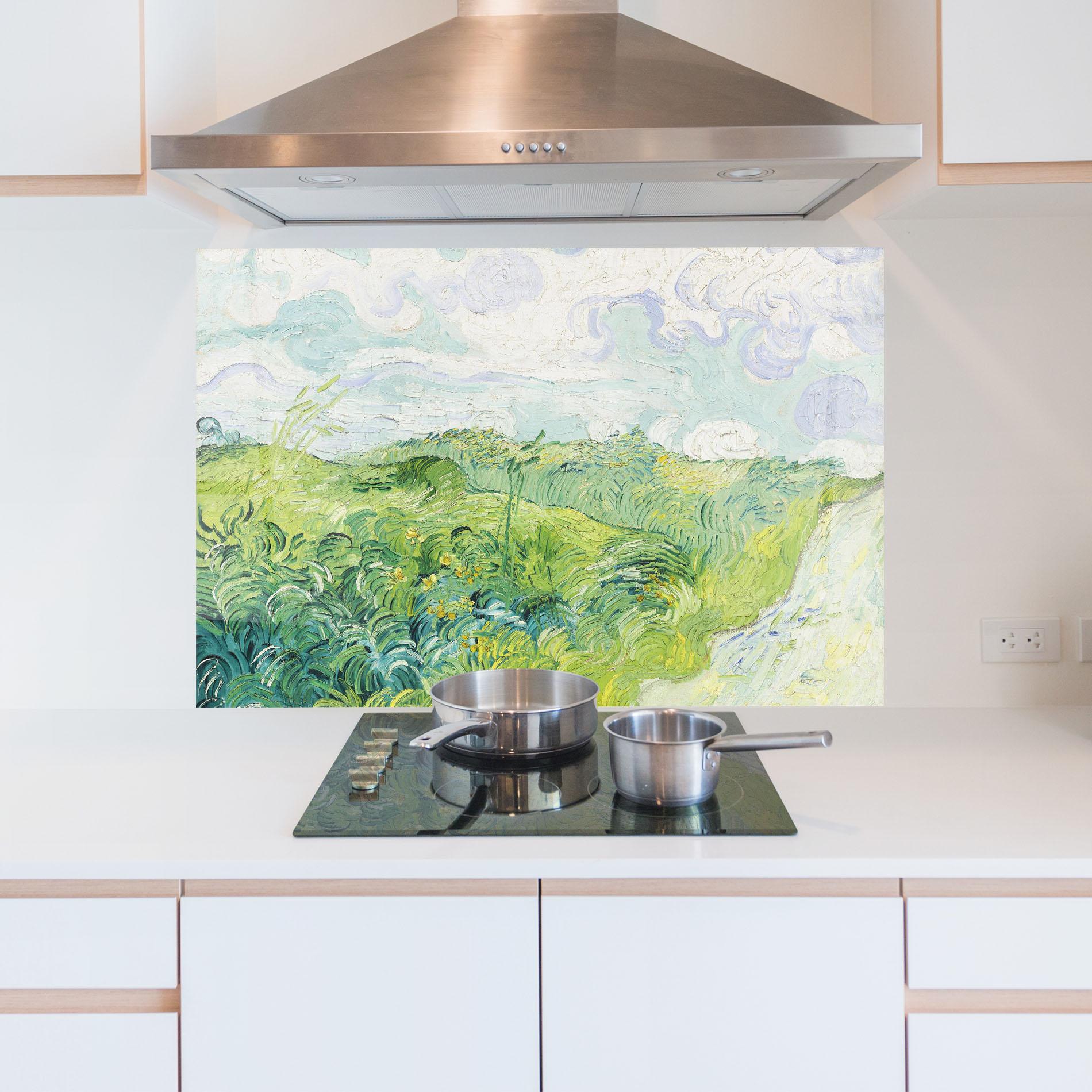 Küchenrückwand Glas Green Wheat Fields mockup 5