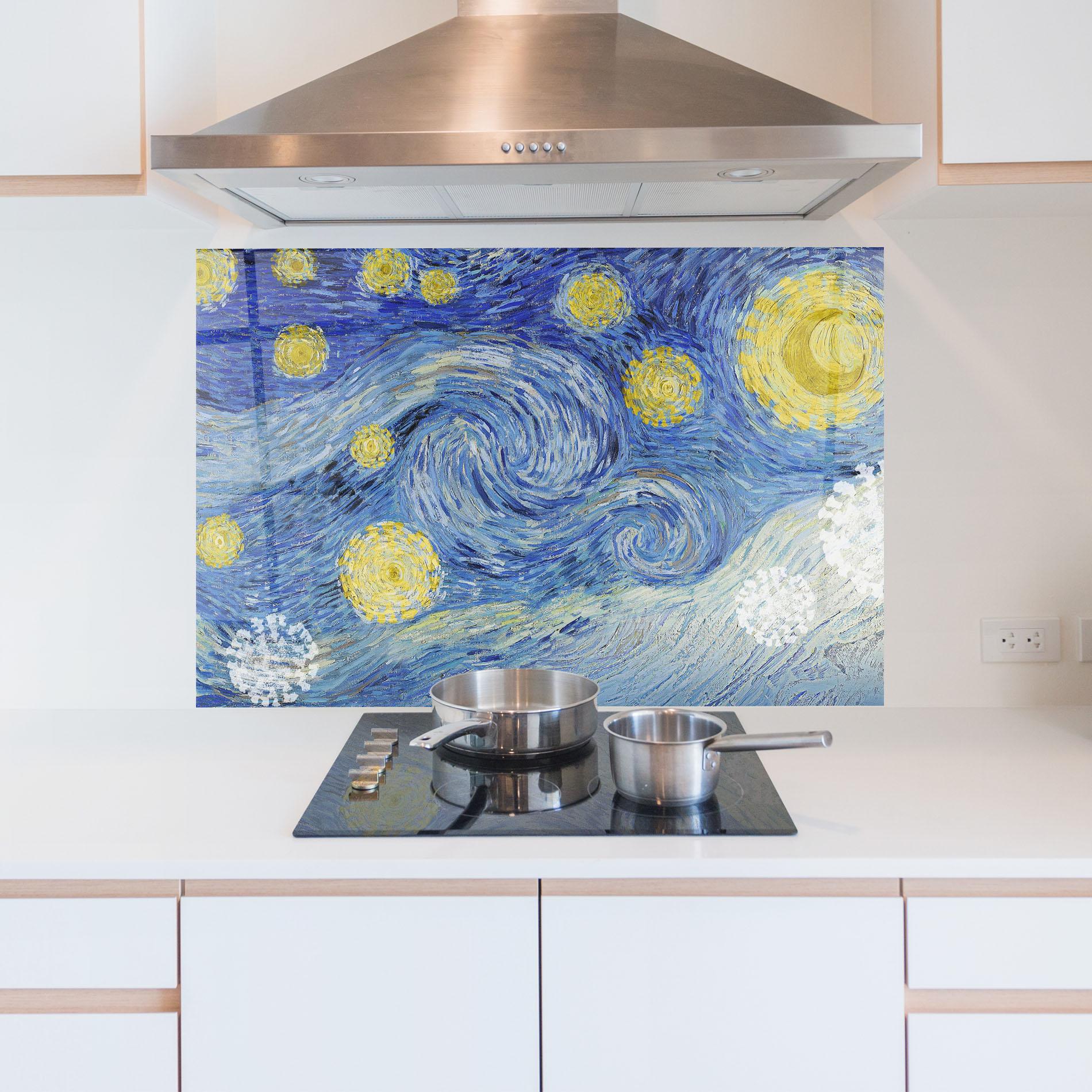 Küchenrückwand Glas Van Gogh Starry Night mockup 5