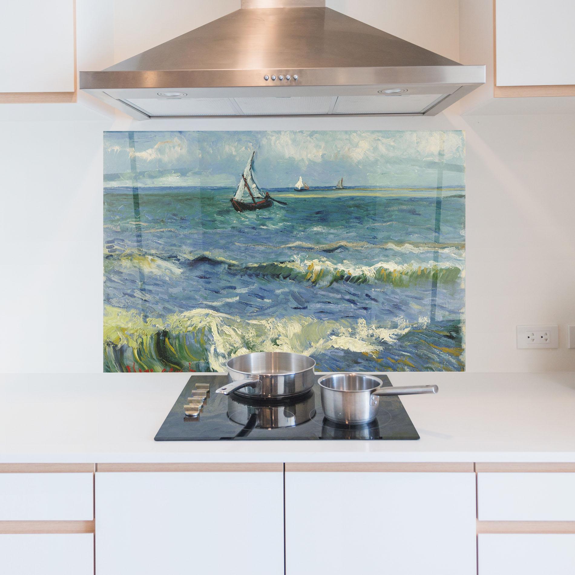 Küchenrückwand Glas Zeegezicht Saintes Maries mockup 5