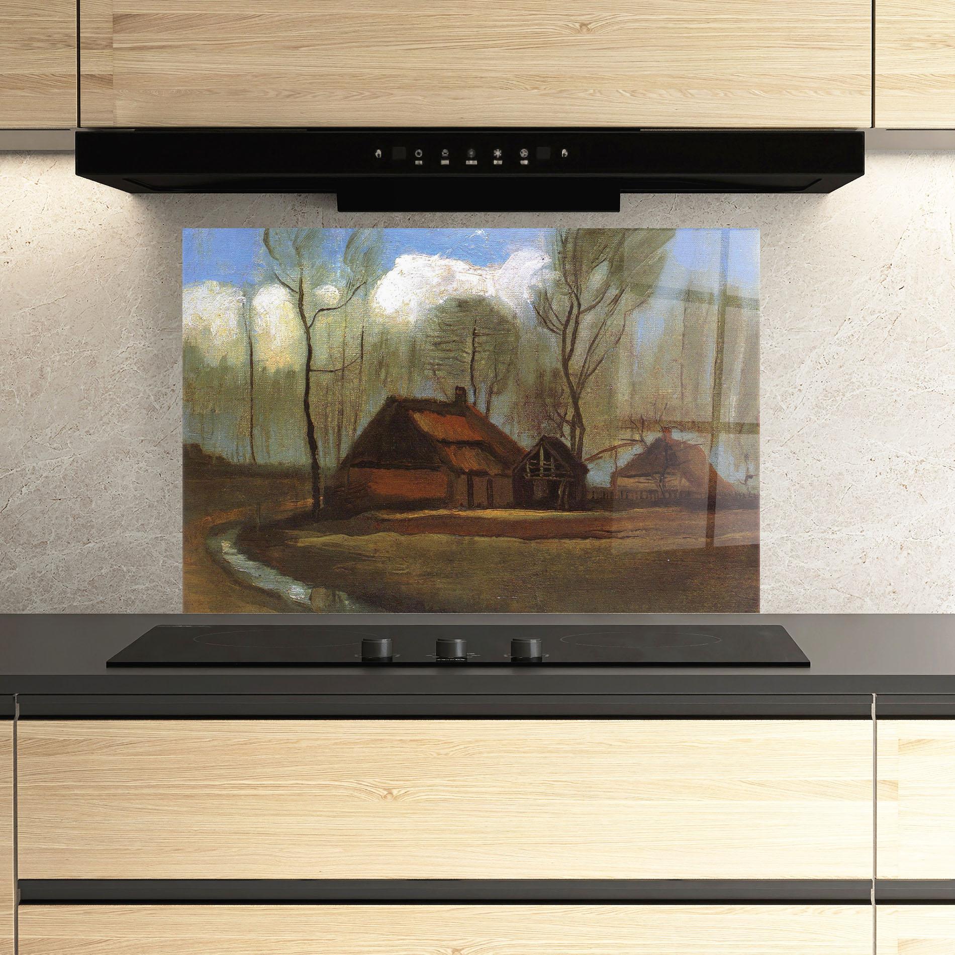 Küchenrückwand Glas Farmhouses Among Trees mockup 3