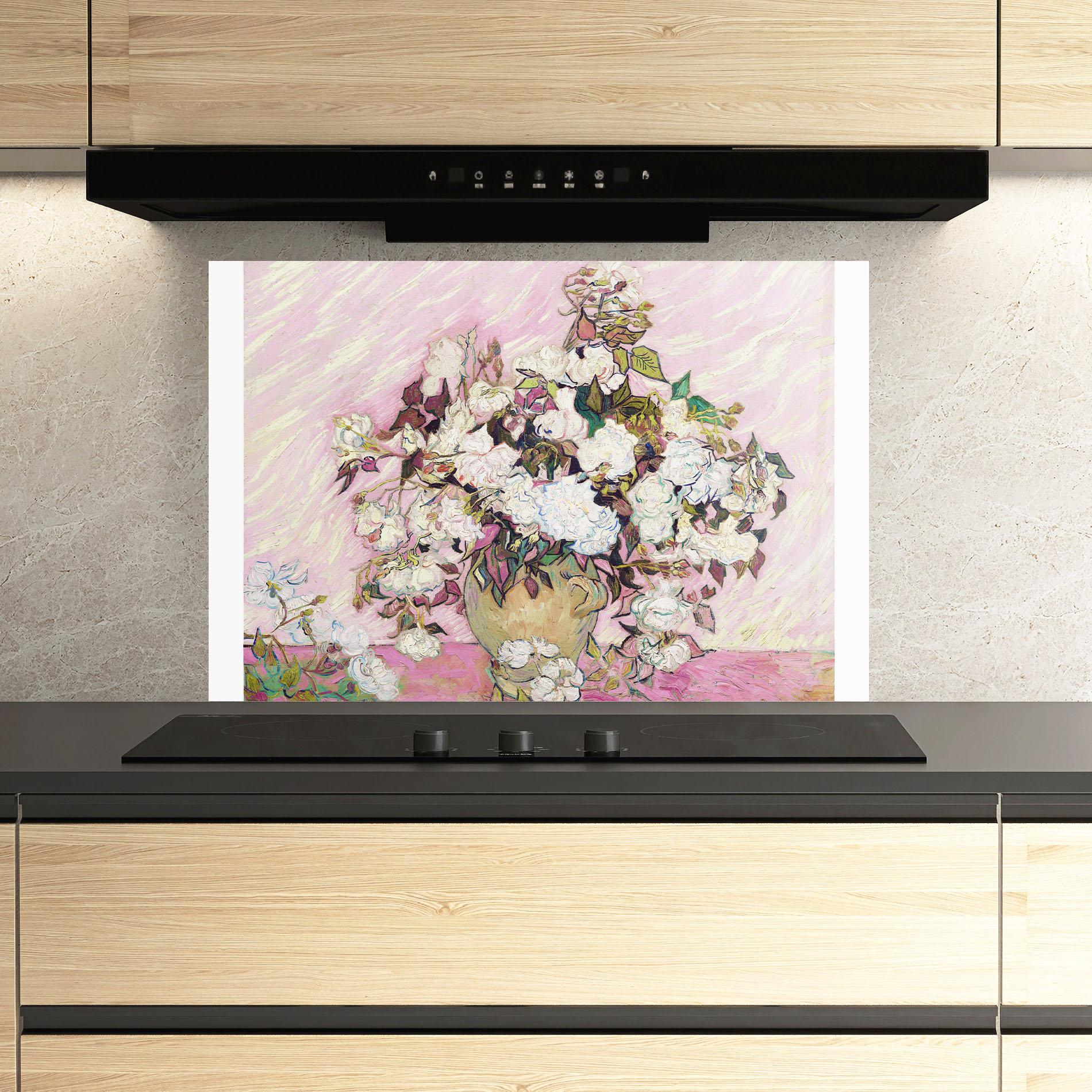 Küchenrückwand Glas Gogh Flower Painting mockup 3