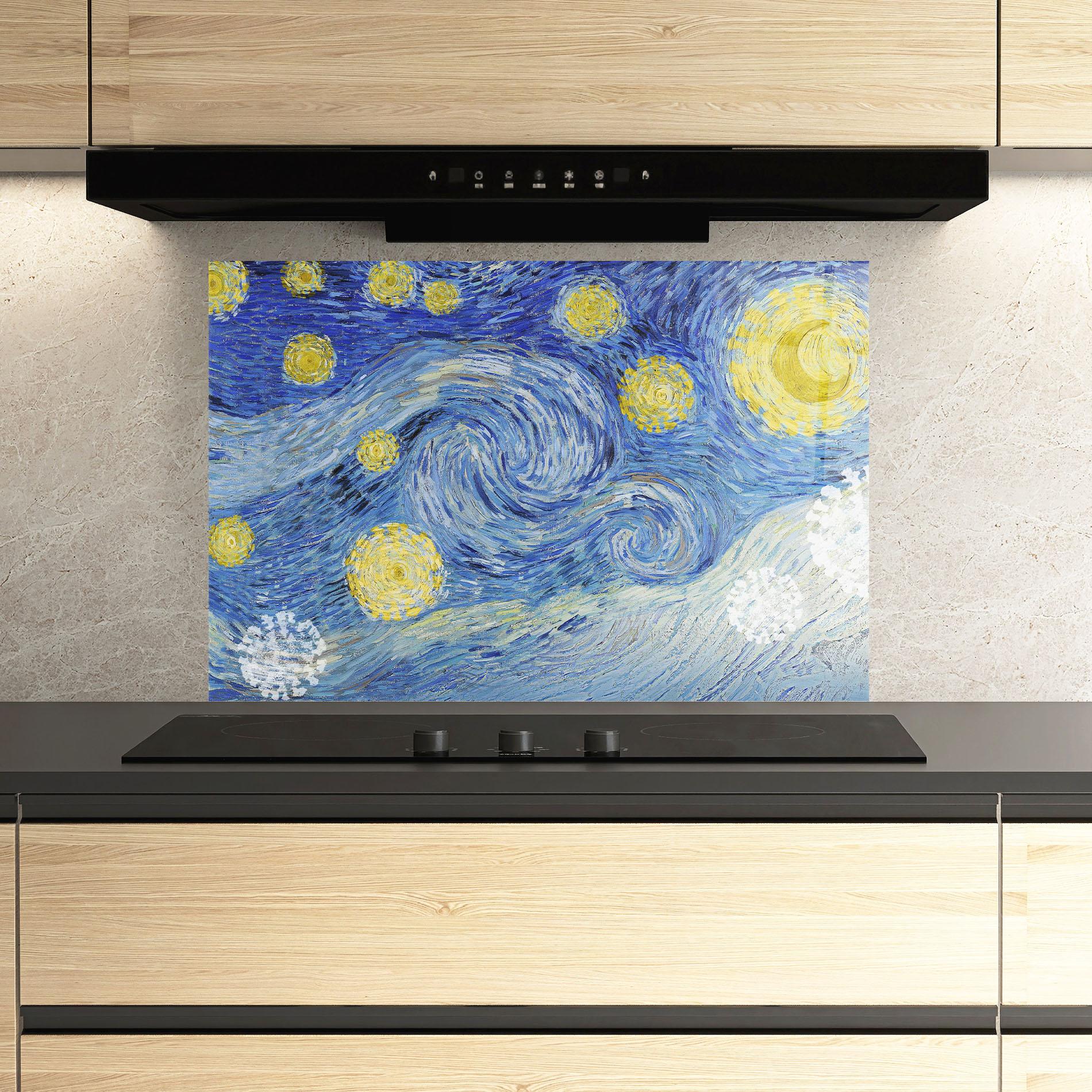 Küchenrückwand Glas Van Gogh Starry Night mockup 3