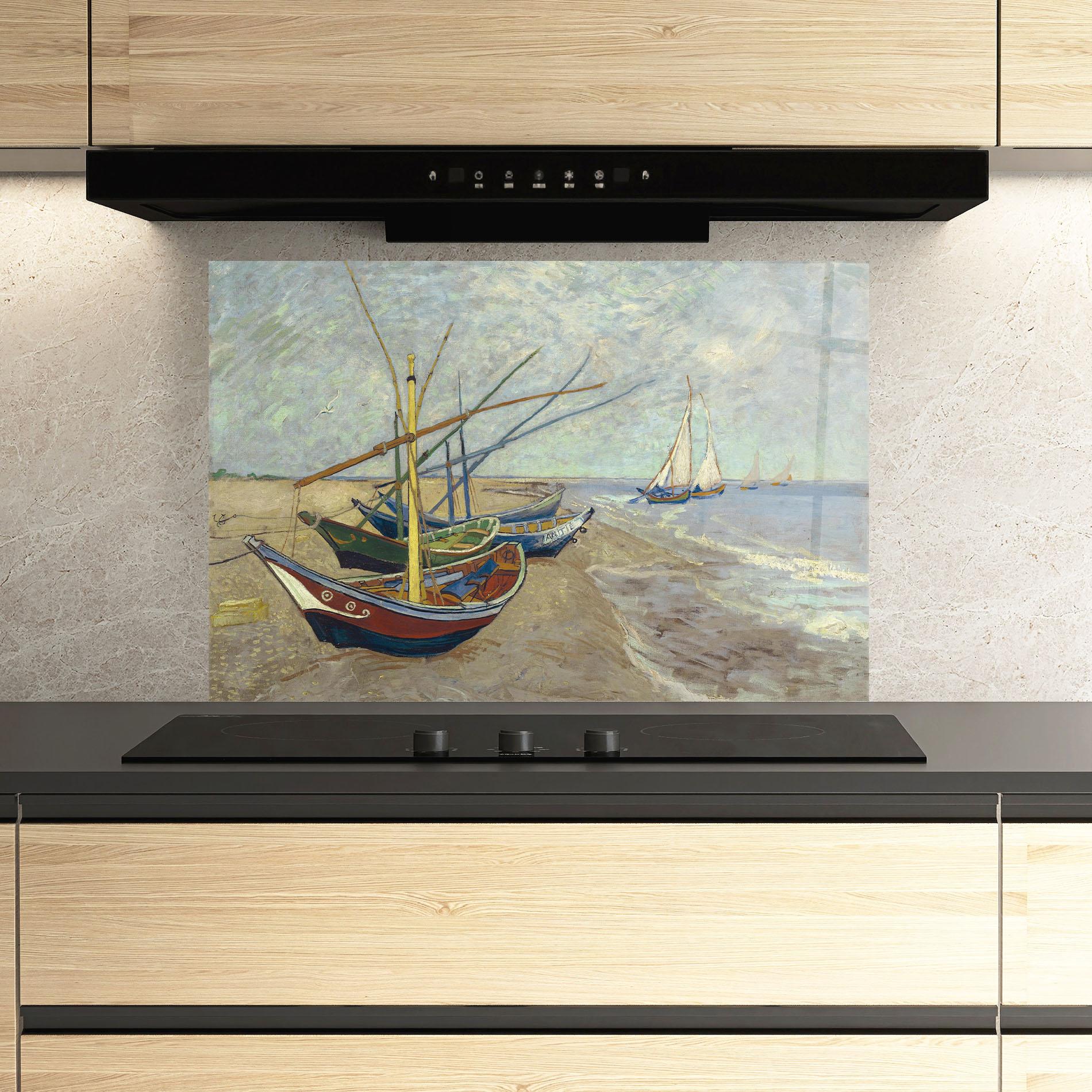 Küchenrückwand Glas Vissersboten Les Saintes Maries mockup 3