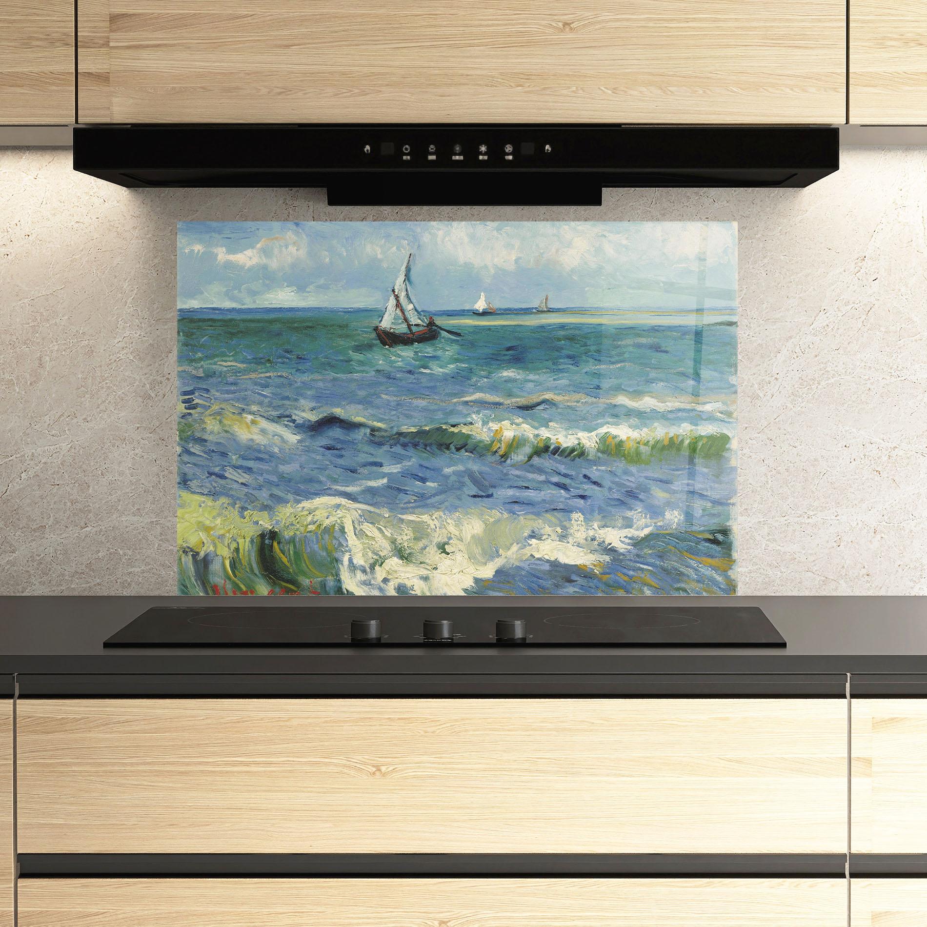 Küchenrückwand Glas Zeegezicht Saintes Maries mockup 3