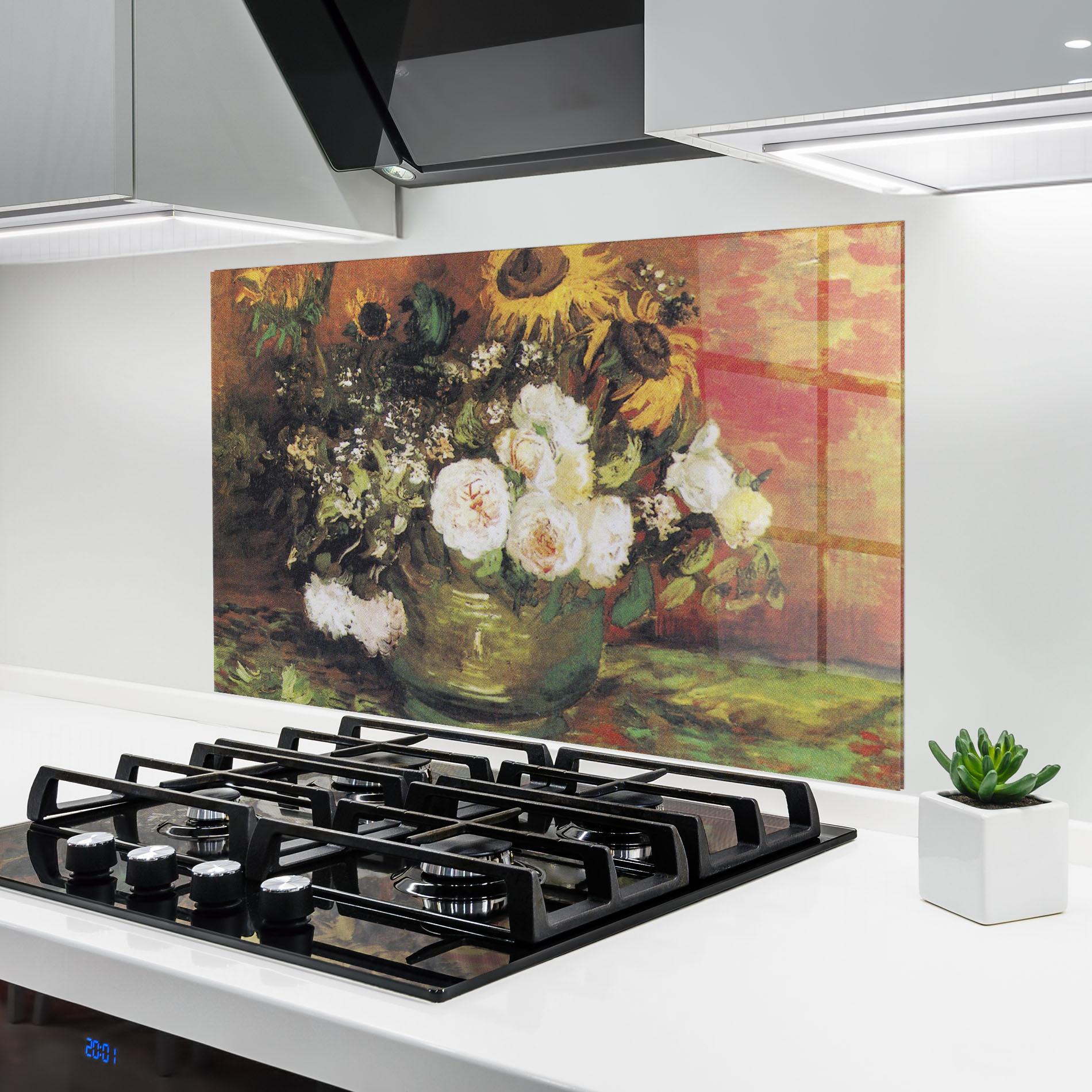 Küchenrückwand Glas Bowl With Sunflowers mockup 6