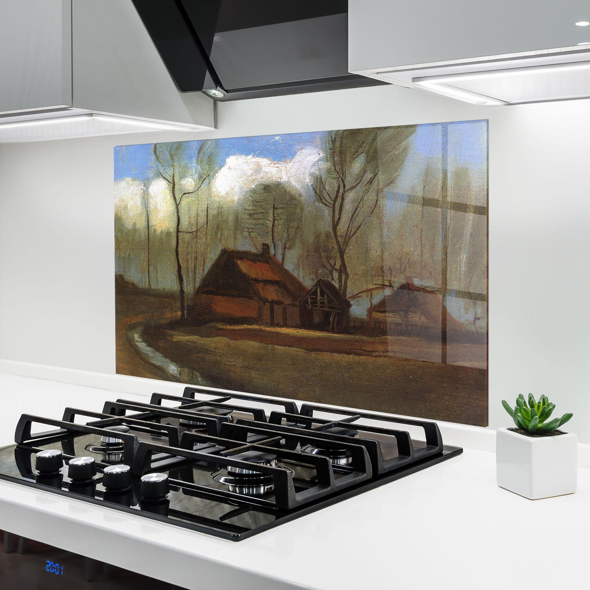 Küchenrückwand Glas Farmhouses Among Trees mockup 6